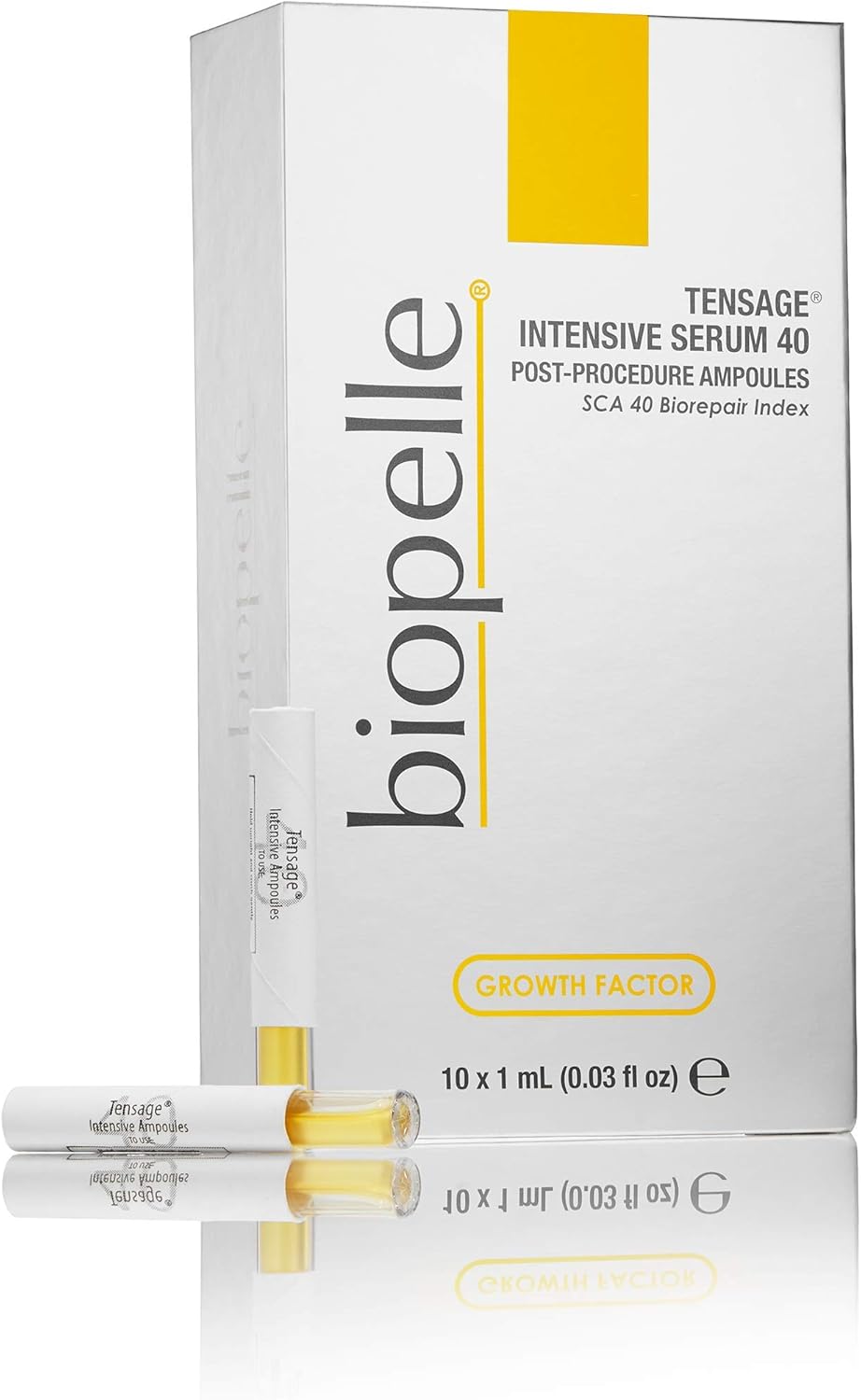 Biopelle Tensage Growth Factor Intensive Serum 40 Post-Procedure or Intensive Boost Ampoules with SCA 40 Biorepair Index, 10 Count