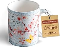 Vista 42 de Maison d' Hermine Taza de café con asas, tazas de porcelana fina de hueso, paquete de una taza de té para bebidas calientes, capuchino latte