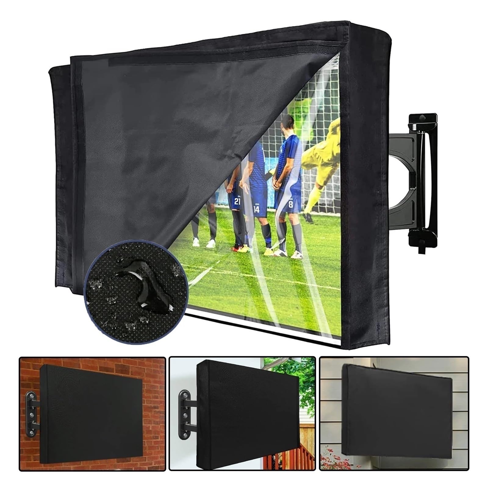 Funda TV Exterior Funda for TV Exterior 600D Protector de Pantalla for TV Plana con Bolsillo(M)