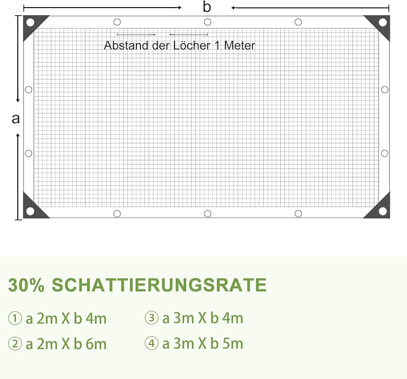 SDLDEER 2x4m árnyékoló háló 30% UV-védelemmel, szellőző pergola és balkon árnyékoláshoz