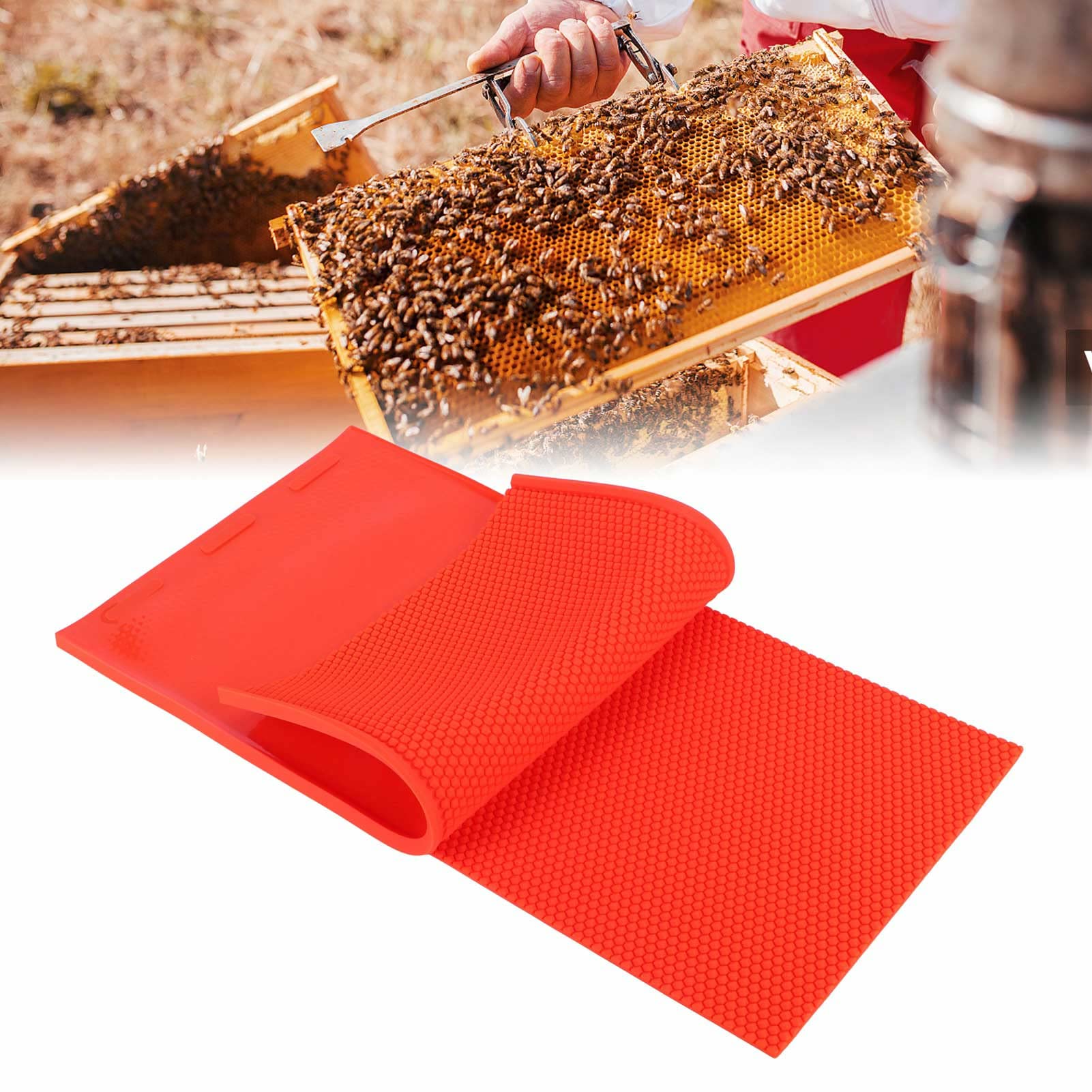 Hyuduo Stampo per Fogli di Cera D'api da 2 Pezzi, Forniture per Apicoltura Rossa Stampo per Tablet in Gomma Manuale Stampo per Embosser per Fare Fette di Cera D'api