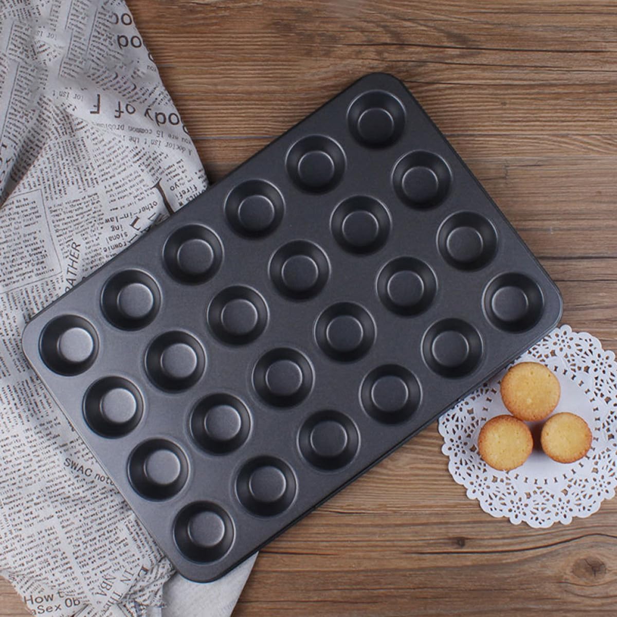TOYANDONA Moldes Reutilizables para Muffins y Cupcakes 24 Cavidades Acero al Carbono Antiadherente Seguro para Hornear Casero 2 Piezas Uso Doméstico Cocina