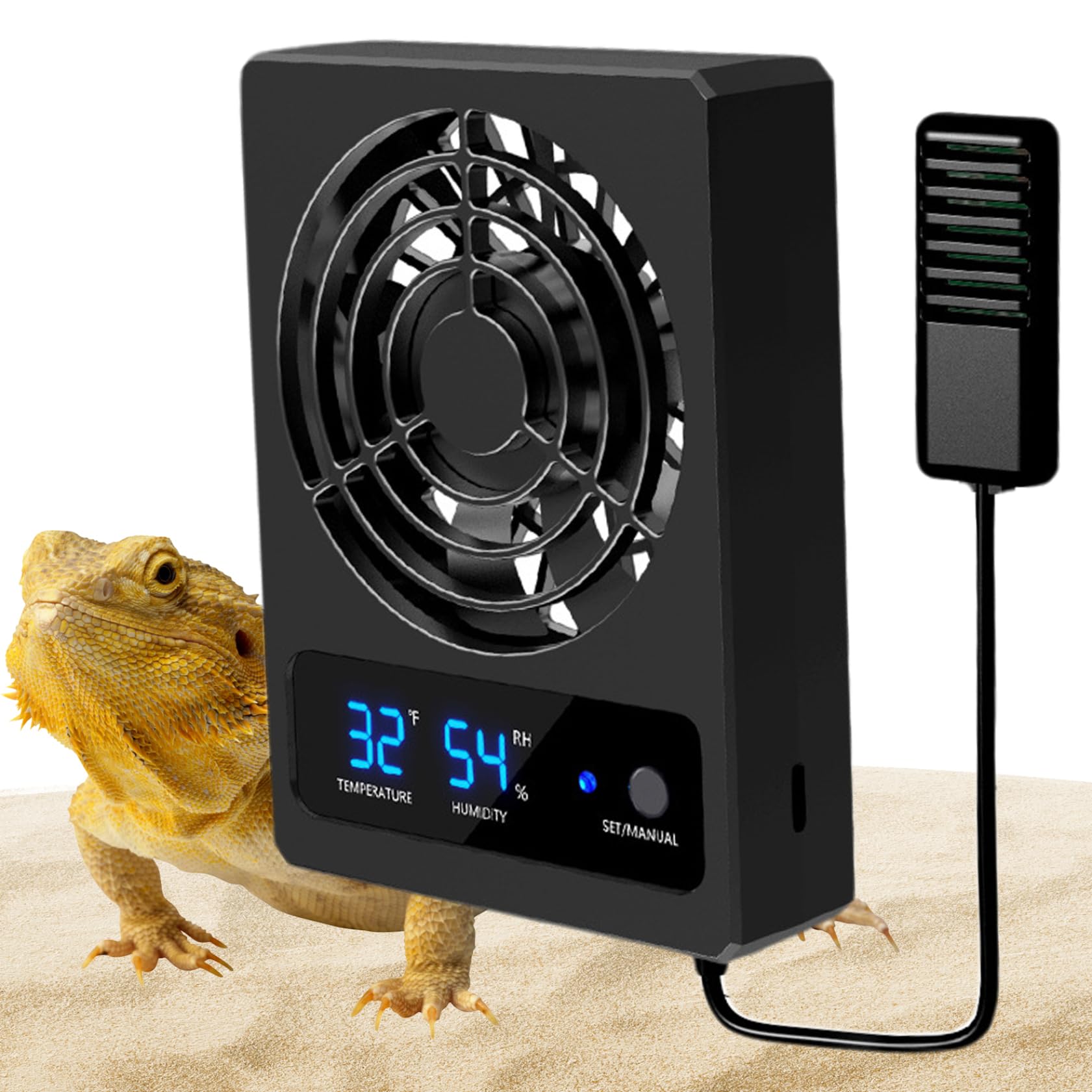 Ventilation Fan for Reptile Tank Cooling Fan Dehumidifier with LED Display for Rainforest Terrarium Vivarium Improving Air Circulation for Amphibians Reptiles Snakes Snake Enclosure - 3