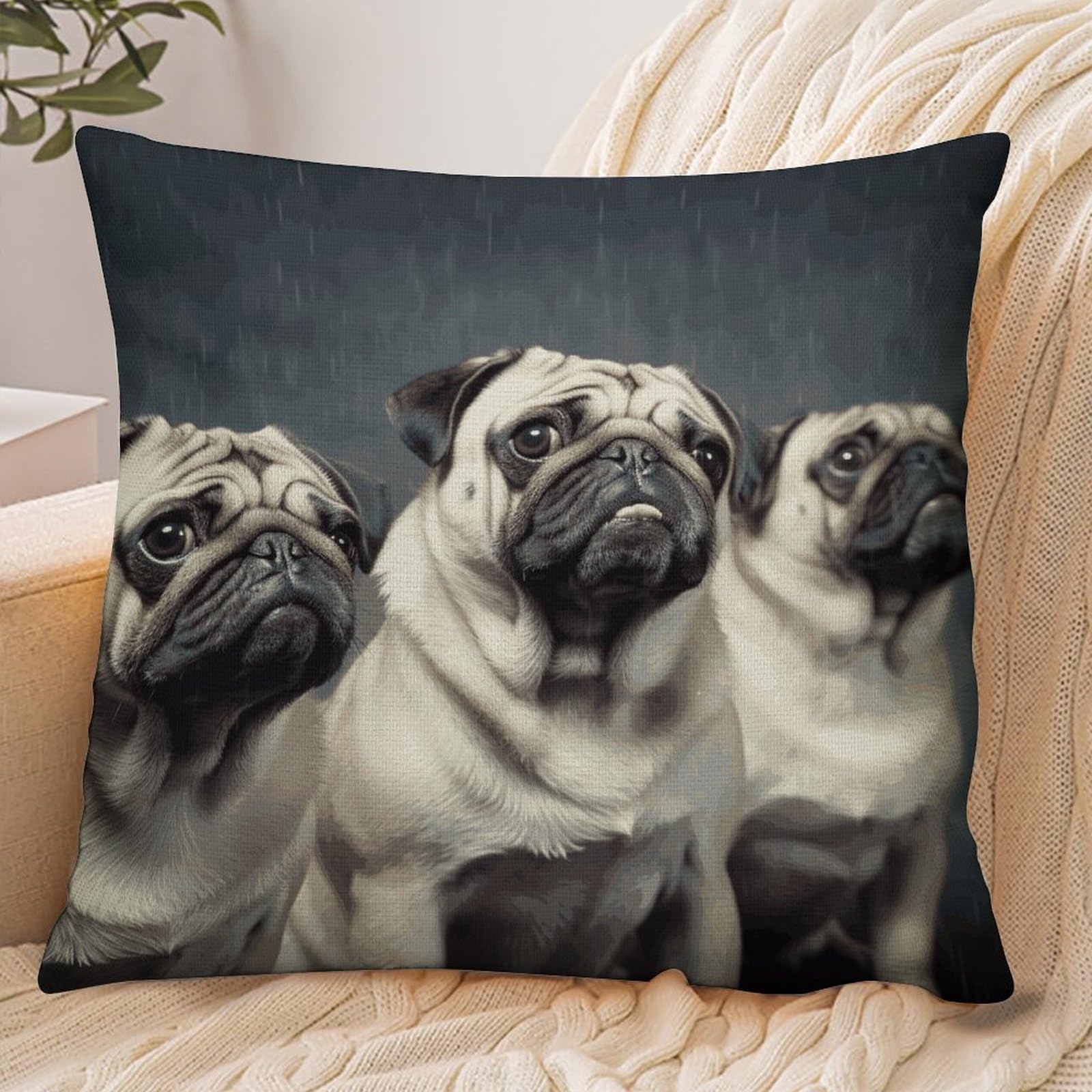 Fekiloot Style Funny Pug Dog Pillowcase Pillow Sham Pillow Case