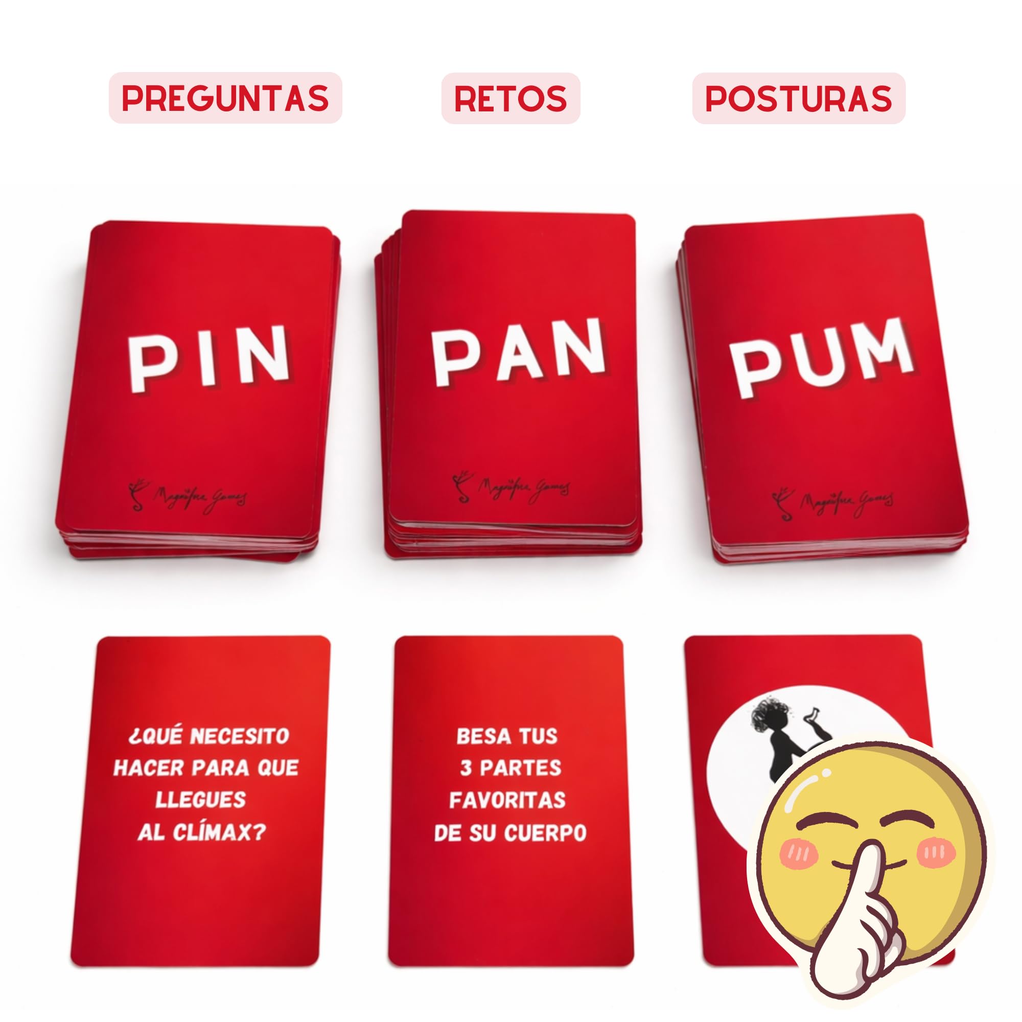PIN PAN PUM - El Juego para Parejas que Despierta la Conexión y el Deseo - Cartas Divertidas de Preguntas, Retos y Más - Regalo Original para Parejas - Aniversario y San Valentín - Hombre y Mujer