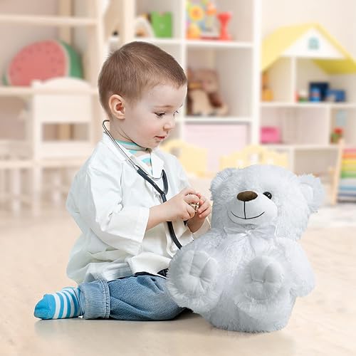 Miniatura 3 de WENMOTDY Oso de peluche súper color para niños novia familia blanco 14 pulgadas