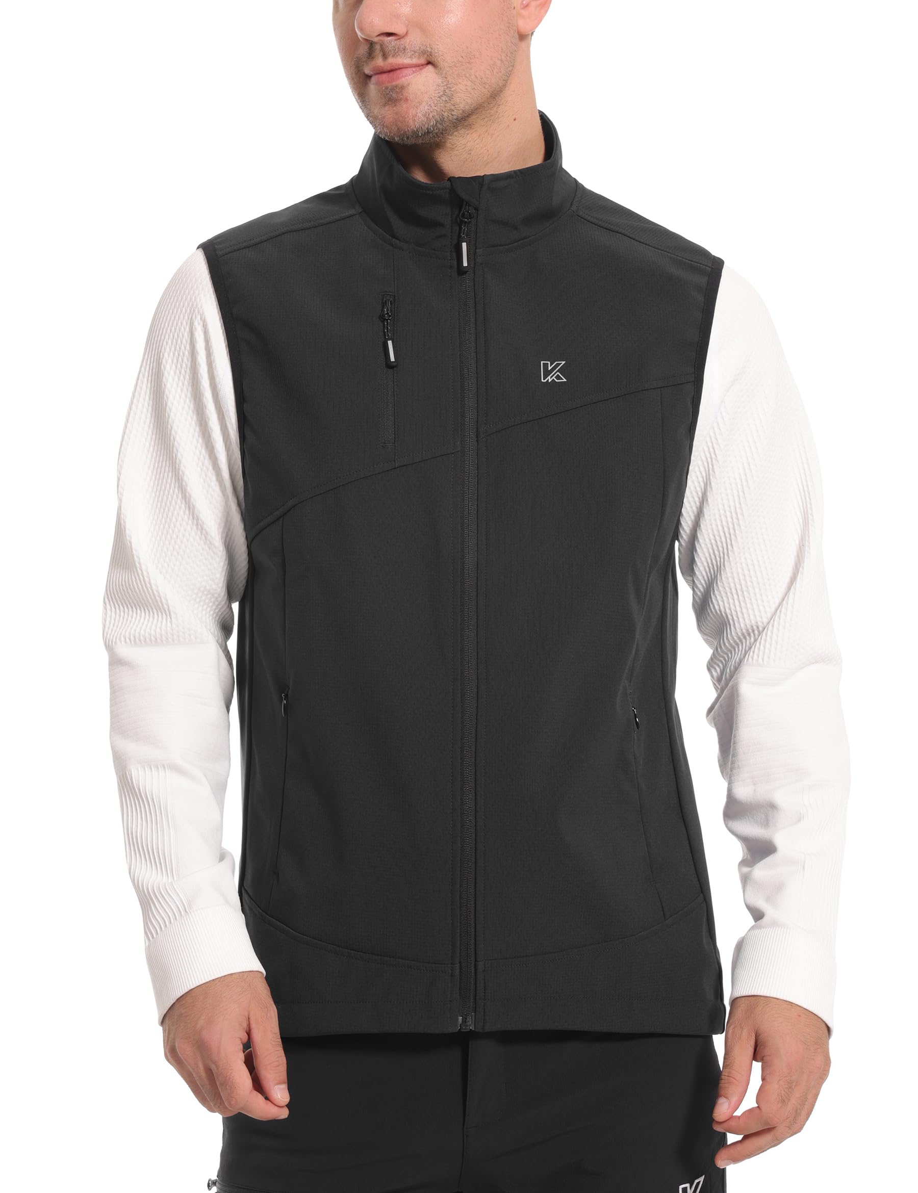 KUTOOK Chaleco Softshell para Hombre Chaqueta Cortaviento Ciclismo Senderismo al Aire Libre Deporte con 5 Bolsillos HC203