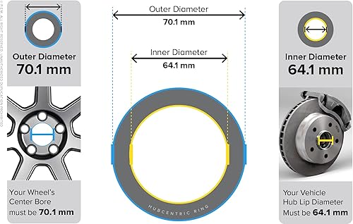 Miniatura 19 de StanceMagic - Anillos centradores de 54.1 mm DI a 67.1 mm DE, plástico negro, compatibles solo con Scion, Mazda y Toyota con cubos de 54.1 mm
