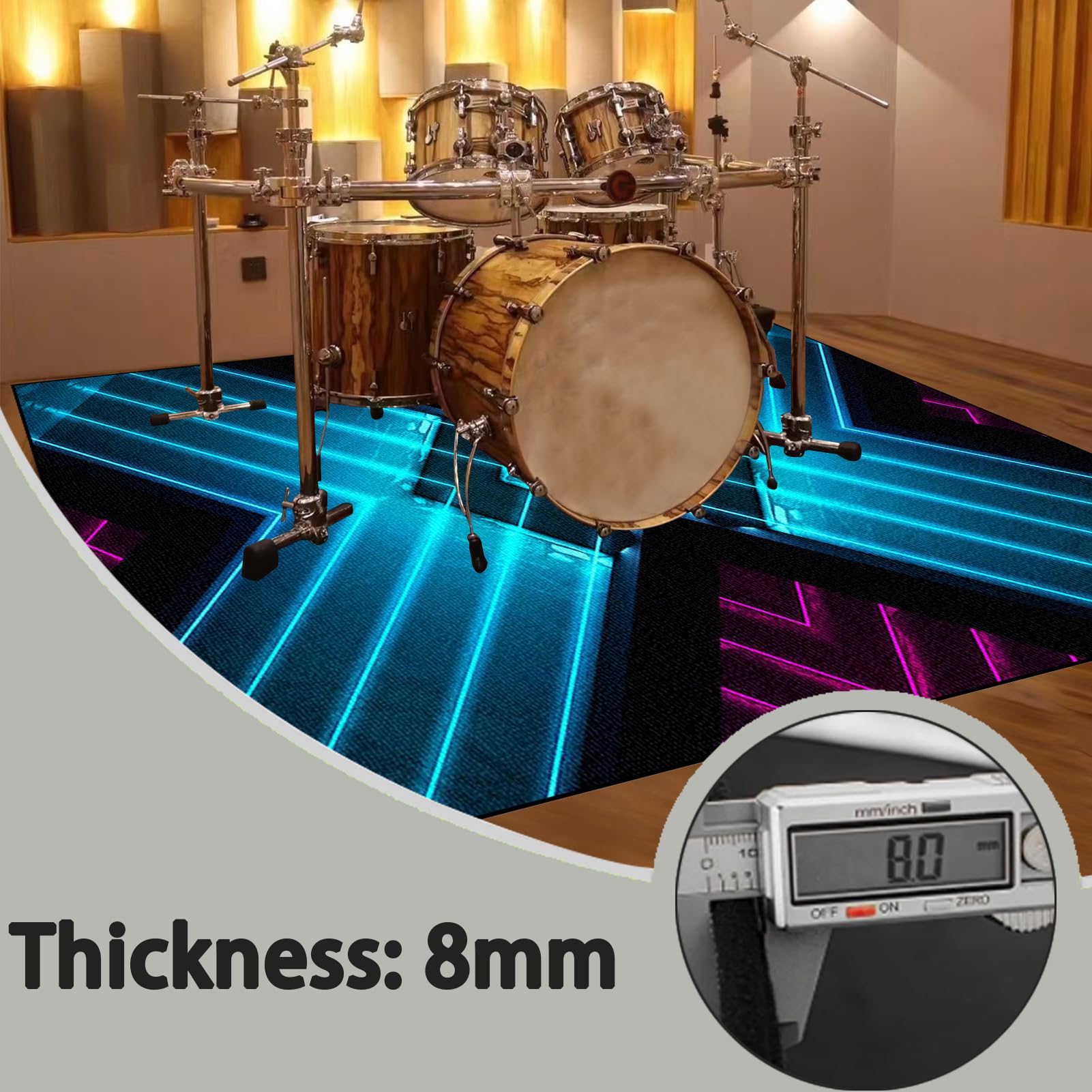 Dywan z baterią akustyczną, dźwiękoszczelny dywanik z baterią, elektroniczny dywanik do bębna basowego, antypoślizgowy do bębna basowego i innych elementów zestawu dywaników do dywanika 180 x 140 cm