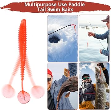 Soft Fishing Lures - Paddle Tail Swim Bait for Bass, Trout in Saltwater & Freshwater - Rigged with Hooks - Durable ABS Plastic