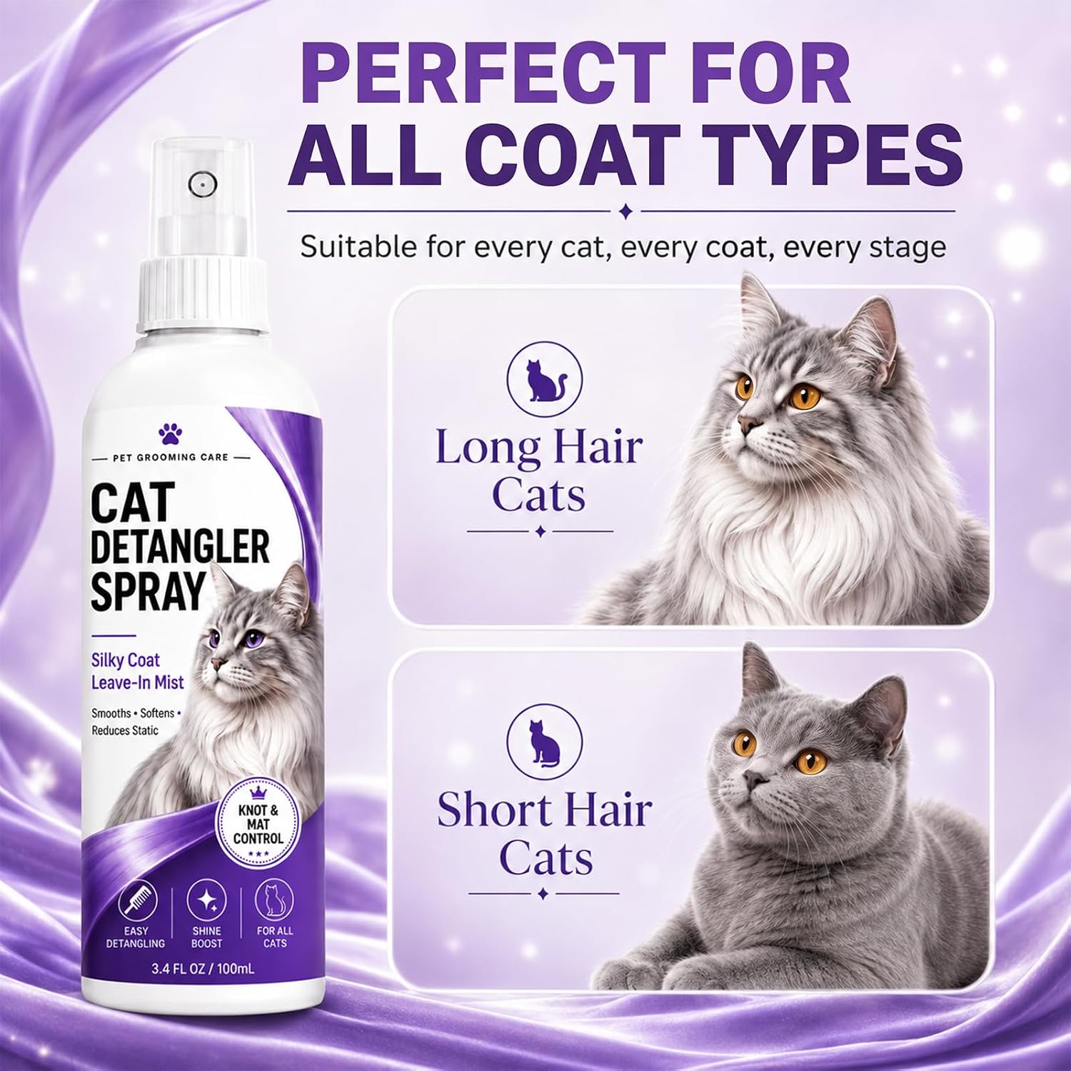 Cat Detangler Spray for Matted Hair, Leave in Pet Conditioner Spray image 5