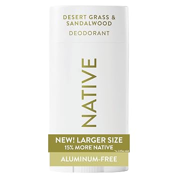 Native Aluminum Free Deodorant, Desert Grass & Sandalwood, Large Size Stick, 72 Hour Odor Control, for Women & Men, Contains Naturally Derived Ingredients, 3.1 oz