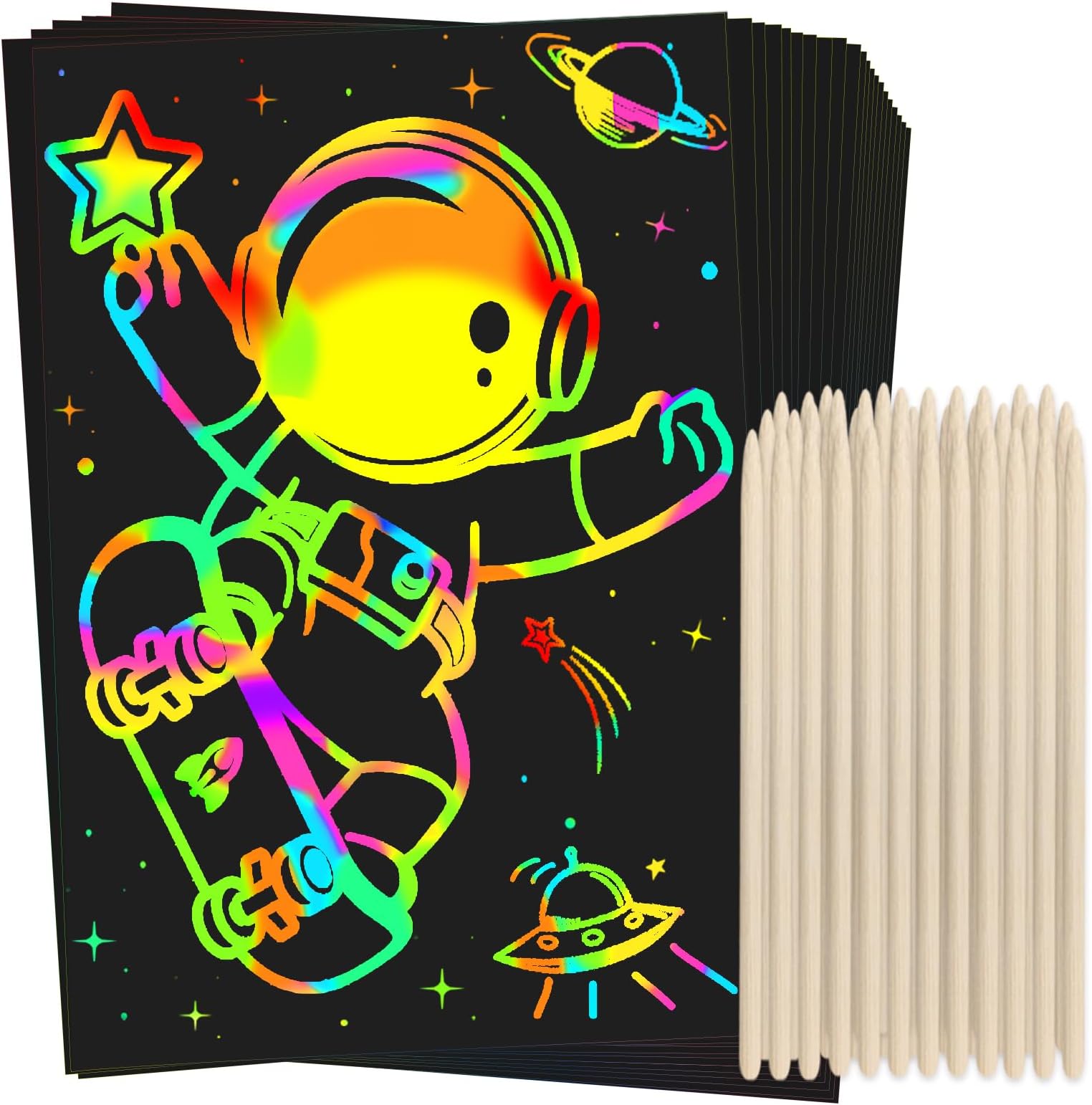 ZMLM Scratch Rainbow Art Paper Set - 100Pcs Magic Scratch Off Art Craft Supplies Kits for Kids Girls Boys Black Scratch Notes Sheet Doodle Pad for Fun DIY Toy Return Gift Birthday Party Favors