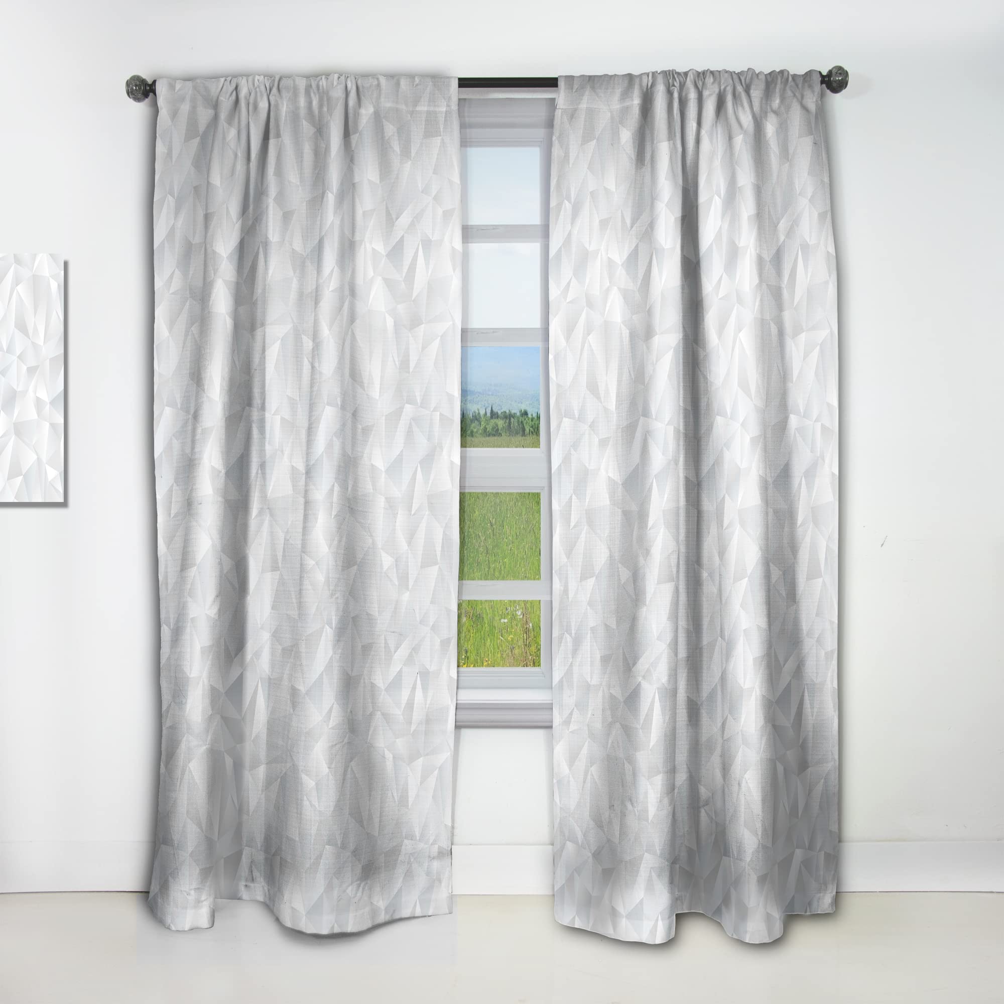 Rideaux à motifs géométriques abstraits DesignQ haut de gamme en blanc