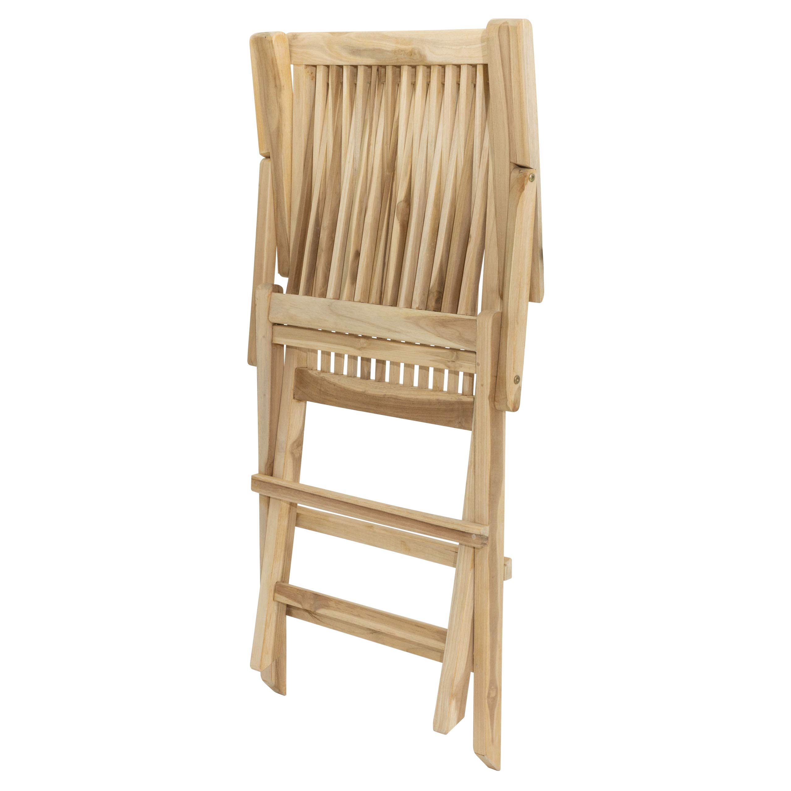 DIVERO 2er-Set Klappstuhl Teakstuhl Gartenstuhl Teak Holz Stuhl Mit Armlehne Für Terrasse Balkon Wintergarten Witterungsbestaendig Behandelt Massiv Klappbar Natur 2