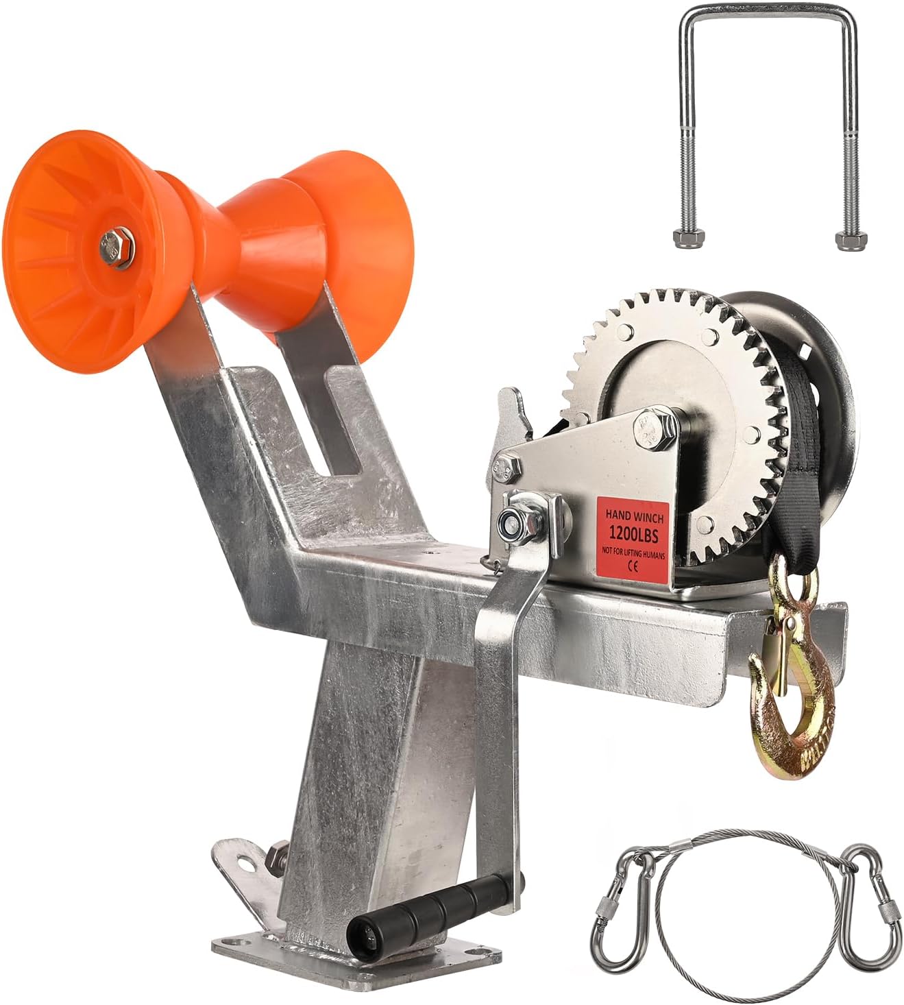 Boat Trailer Winch Stand with Trailer Roller, Boat Trailer Winch Post Stand with 1200lbs inch, Fits 3"X 4" Boat Trailer Tongue,Trailer Winch Stand for Fishing Boats, Motor & Speed Boats