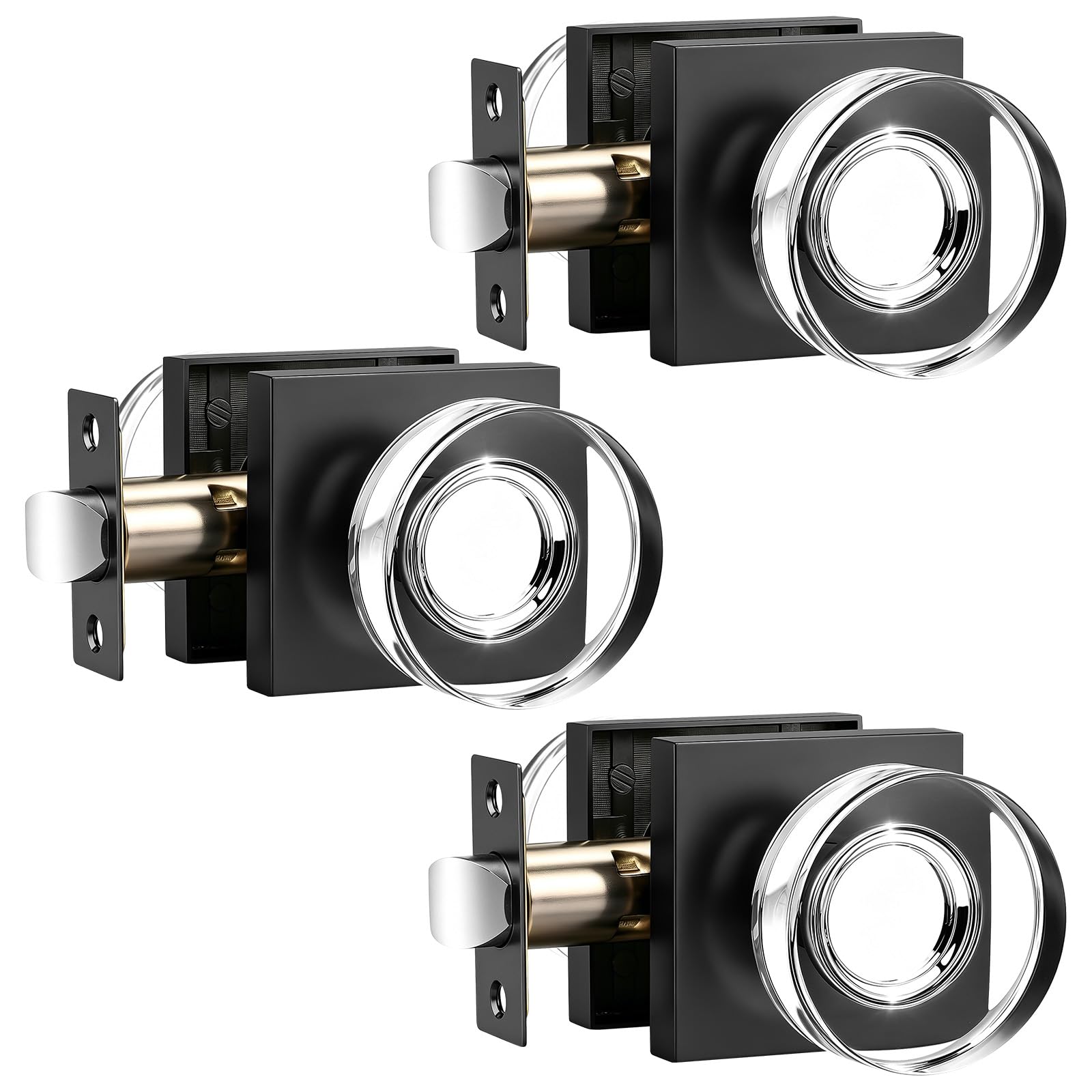 Crystal Glass Door Knobs with Lock - Privacy & Security -10 Crystal Glass Door Knobs with Lock - Privacy & Security -10