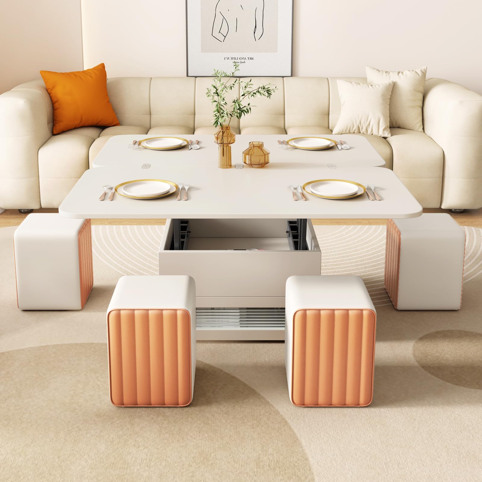 Amazon.com: QEZEOM Lift Top Coffee Table, 3 in 1 Multifunctional