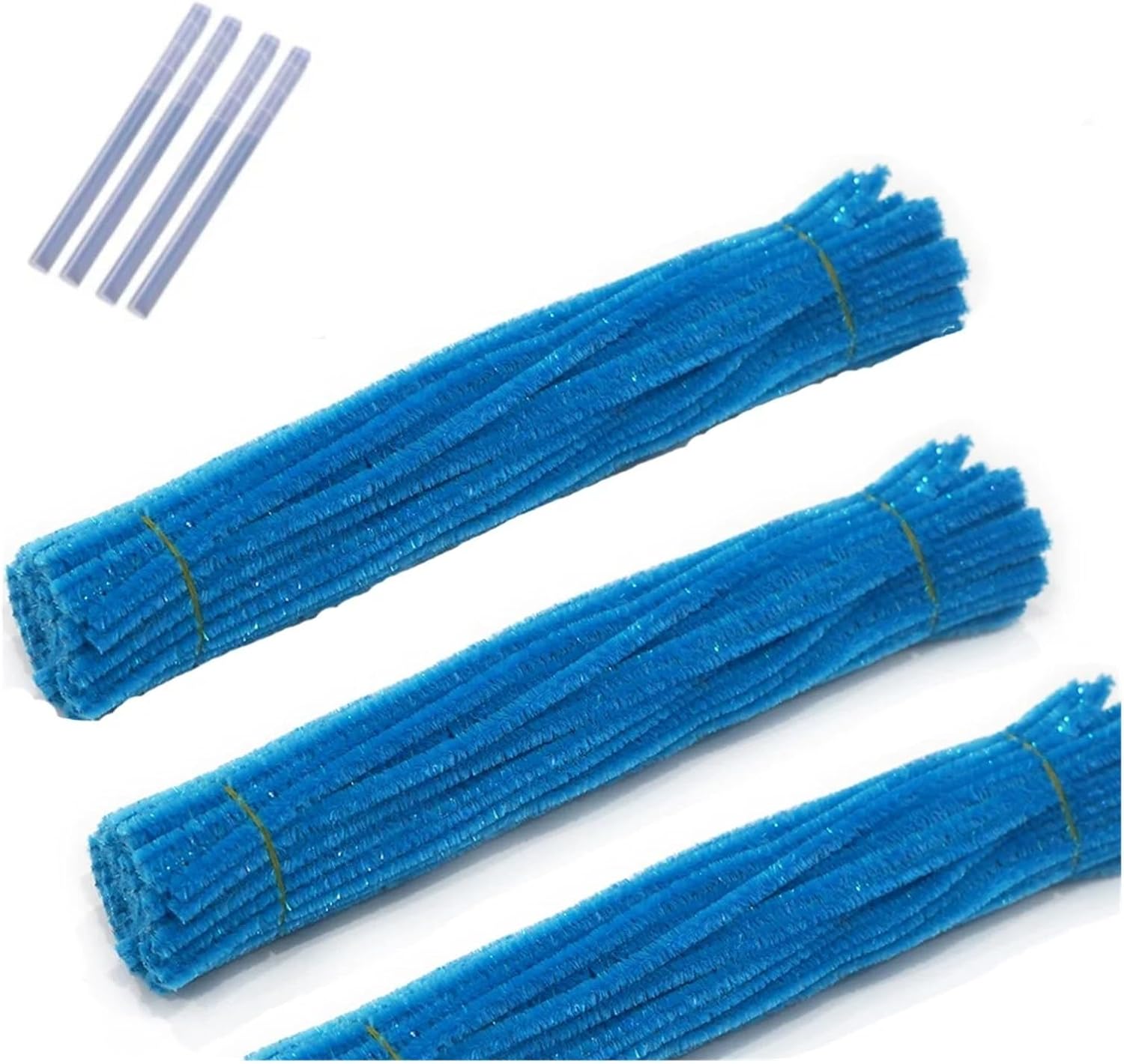 600PCS Pipe Cleaners, Glitter Chenille Stem Cleaner+4Pcs Glue Stick, Creative Craft Decoration(Big red)