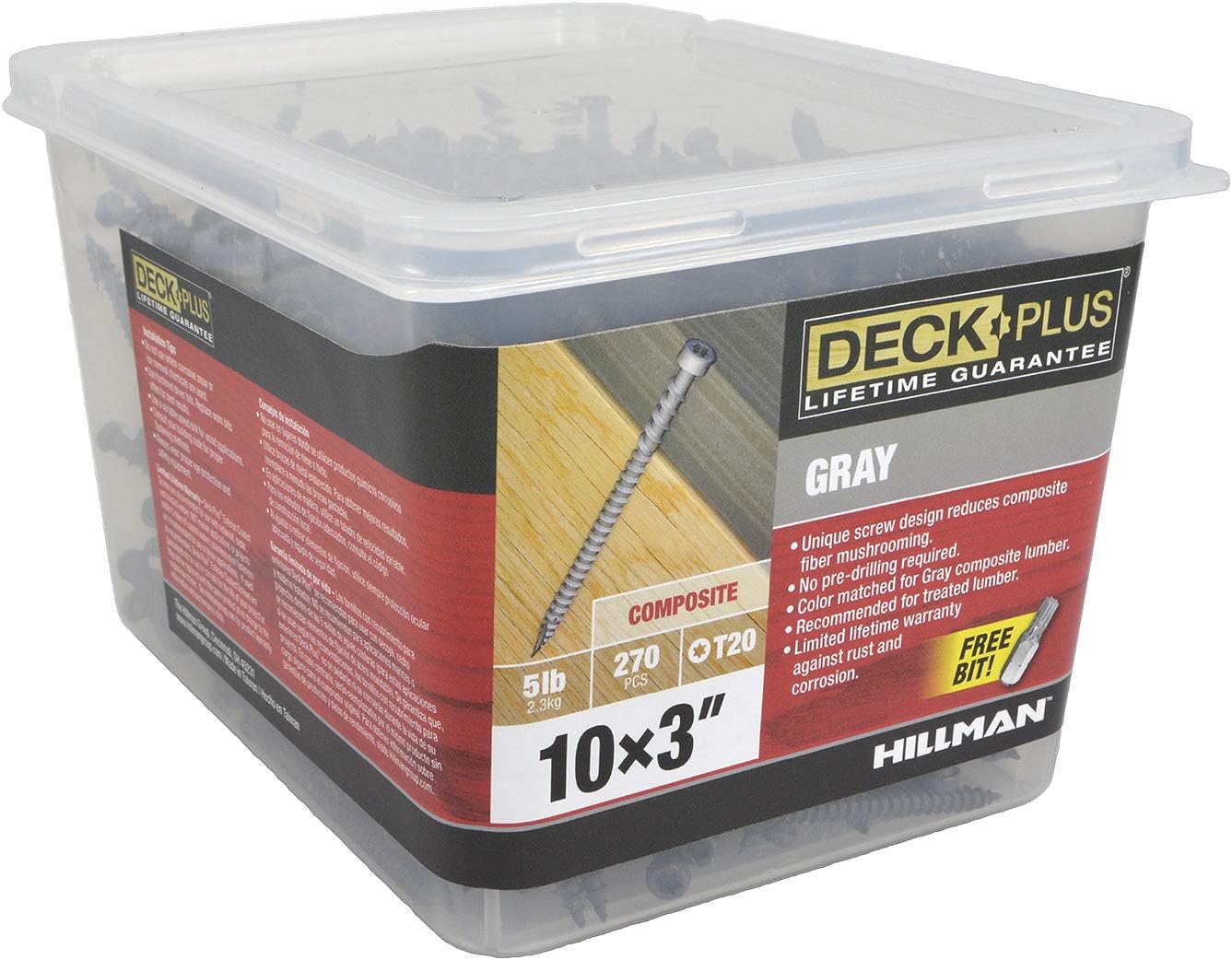 Deck Plus 48443 Gray Star-Drive Composite Deck Screws (#10 x 3")