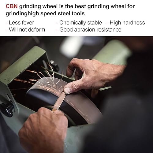 Miniatura 2 de EASGIU CBN Muela abrasiva, 8 pulgadas de diámetro x 1 pulgada de ancho x 58 pulgadas de diámetro para afilar herramientas de torneado de madera,
