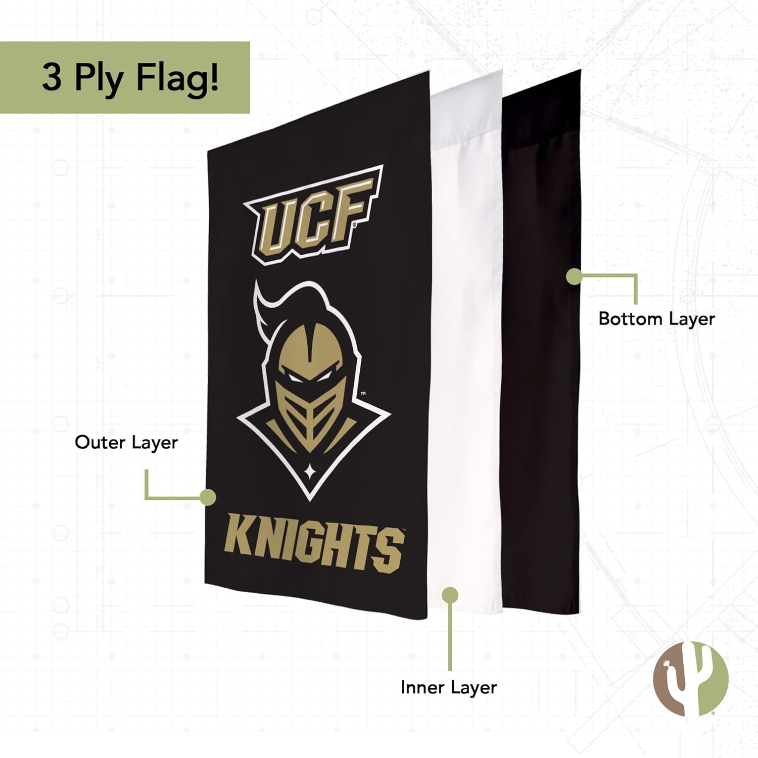 Desert Cactus University of Central Florida UCF Garden Flag – 19 x 12 inch Florida Golden Knights Banner, For Outdoor Display and Events (Design D) - Image 3