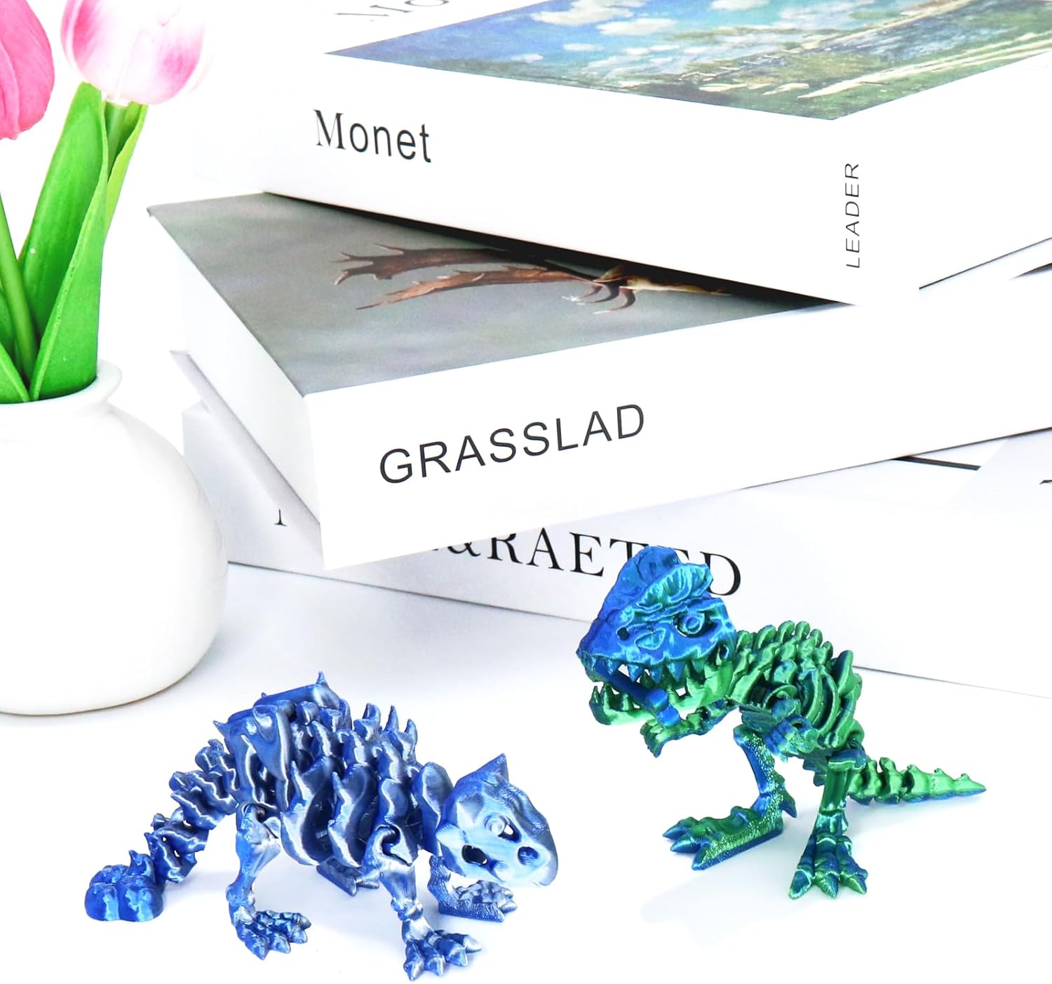 4Pcs 3D Printed Dinosaur Skeleton, Articulated Tyrannosaurus Rex with Bones, 3D Printed Triceratops, Ankylosaur, 3D Printed Animals, Dinosaur Themed Party Decor, Stress Relief - Image 4