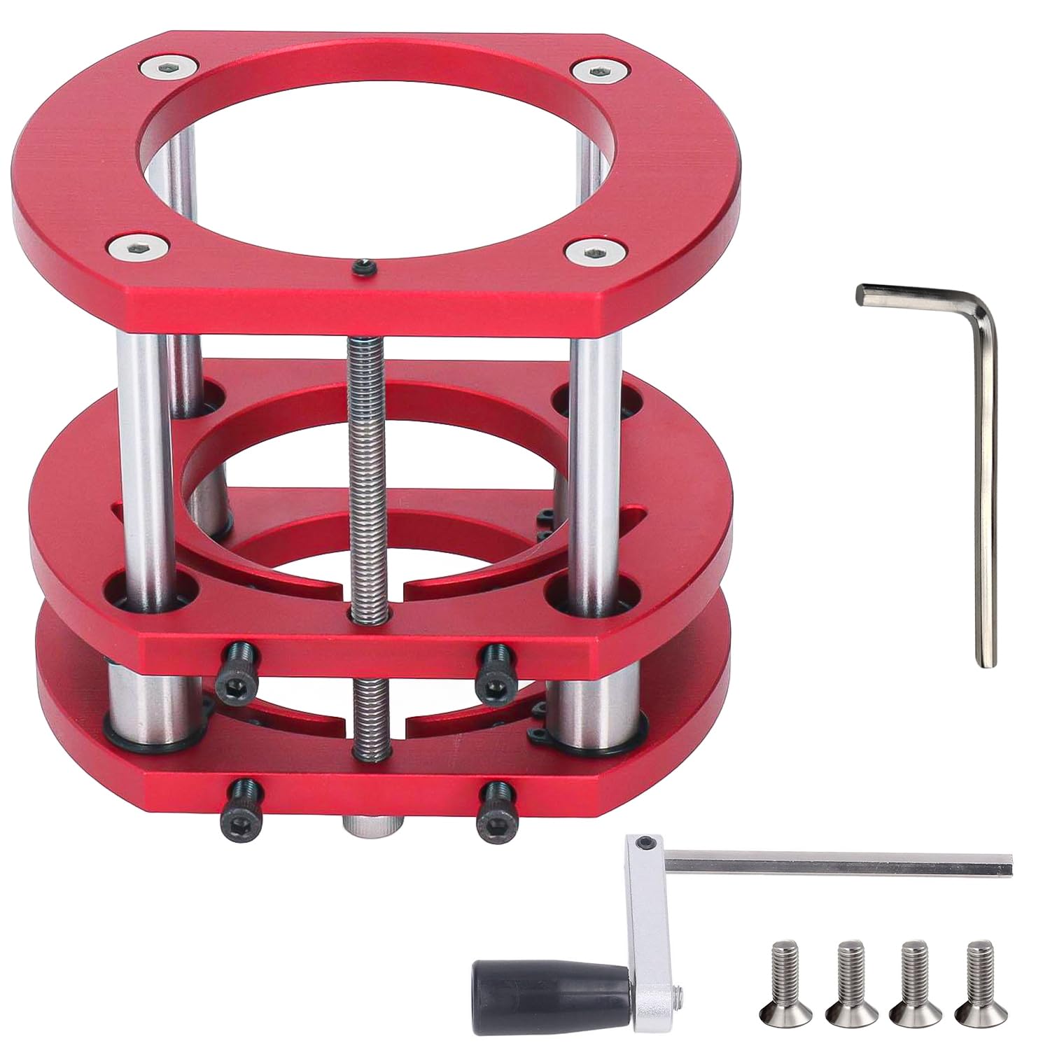 Base di Sollevamento del Router in Metallo Bloccaggio a 4 Ganasce, con Piastra per Fresatrice Legno, Set per Fresatura Banco Fresa, Router Sistema con Piastra Fresatrice da Banco