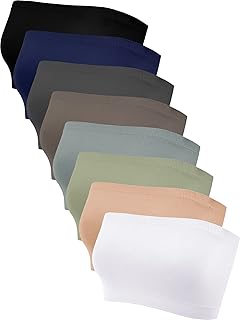8 Stück Bandeau BHS für Damen, Trägerlose BHS Ungepolsterte Bandeau Tops Dehnbare Nahtlose Bralette