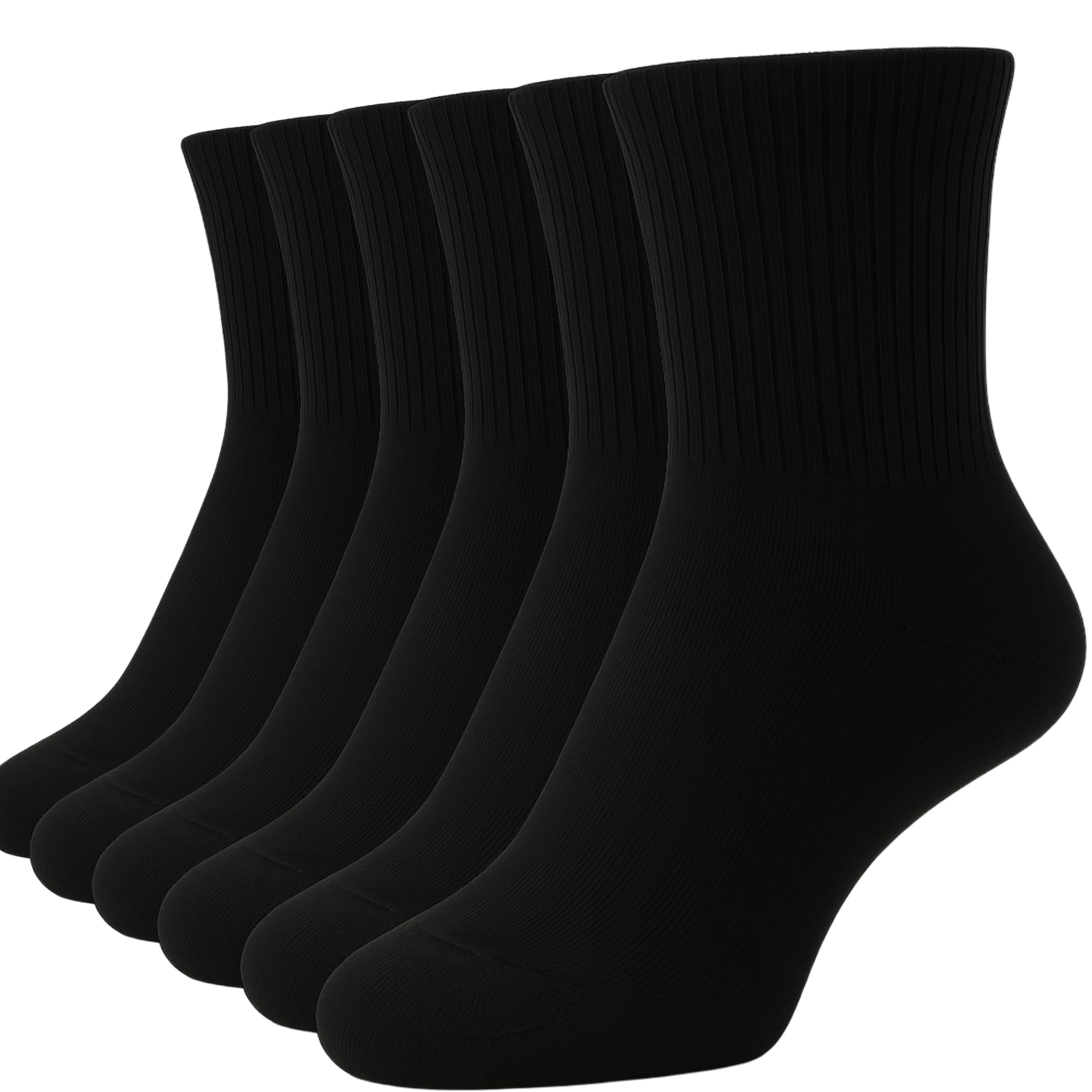 Women’s Cotton Calf Socks 6 Pairs, Thin Crew Sock Casual Breathable Stretch Fit, Above Ankle, Size 6-12.5 (US, Numeric, 9.5, 12.5, Regular, Regular, Black)