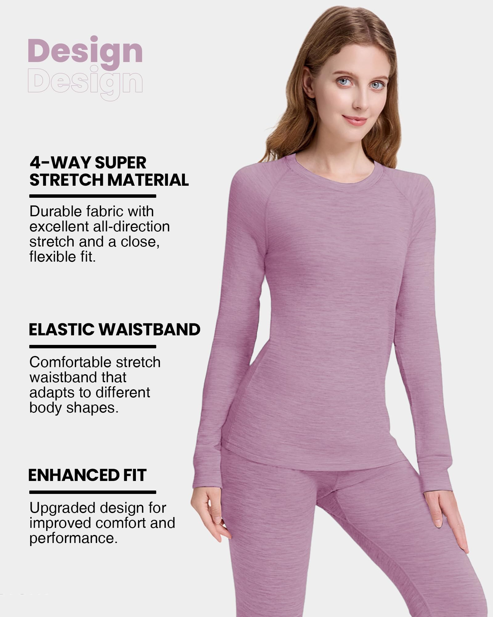 Capa base de lana merino 100 % para mujer, ligera, manga larga, capa base activa