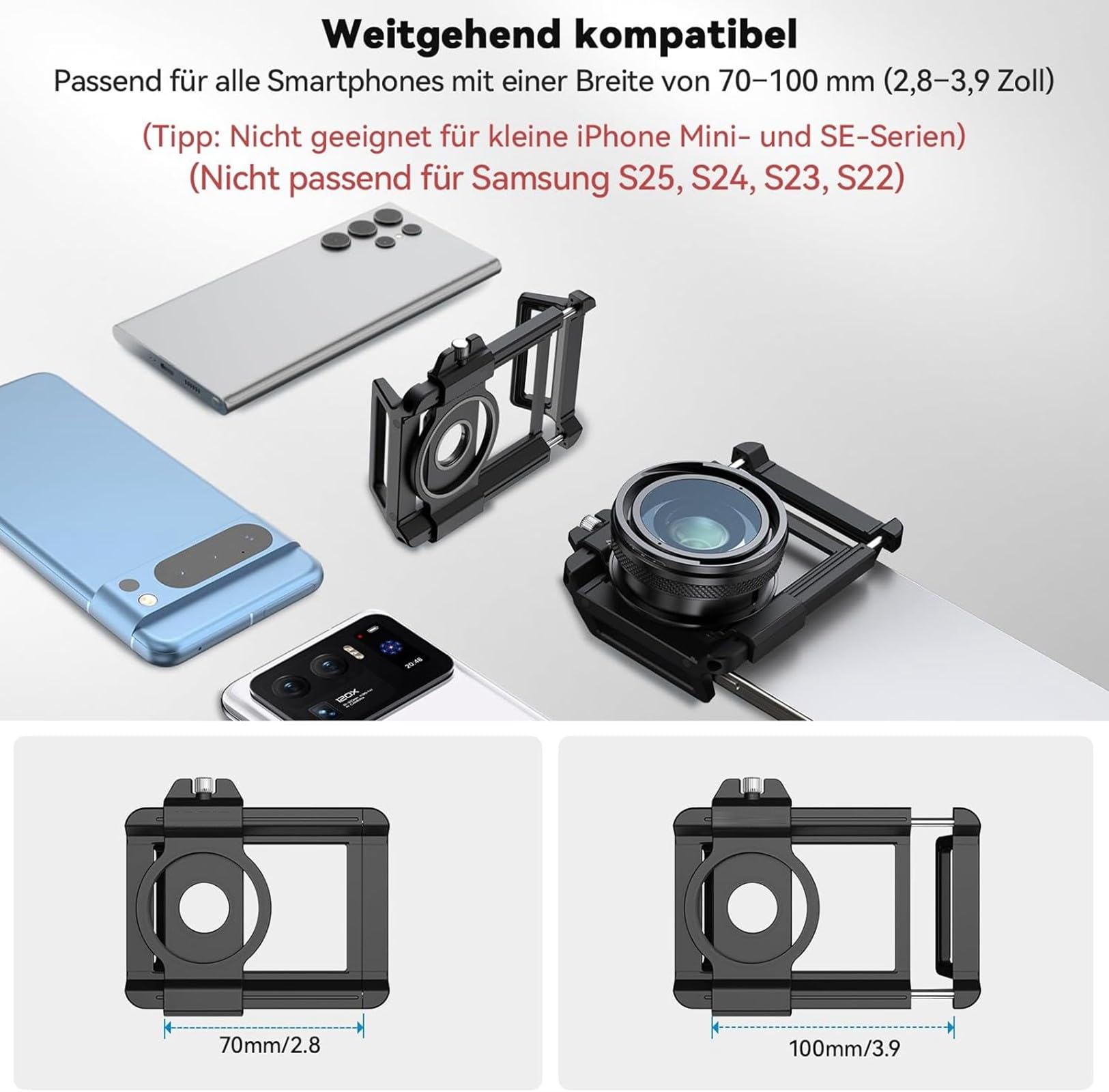10X-20X Makroobjektiv,mit universellem Handy-Clip, Smartphone-Macro Lens, HD Zoom Handy Objektiv Geeignet für die meisten Smartphones (Schwarz-Z)