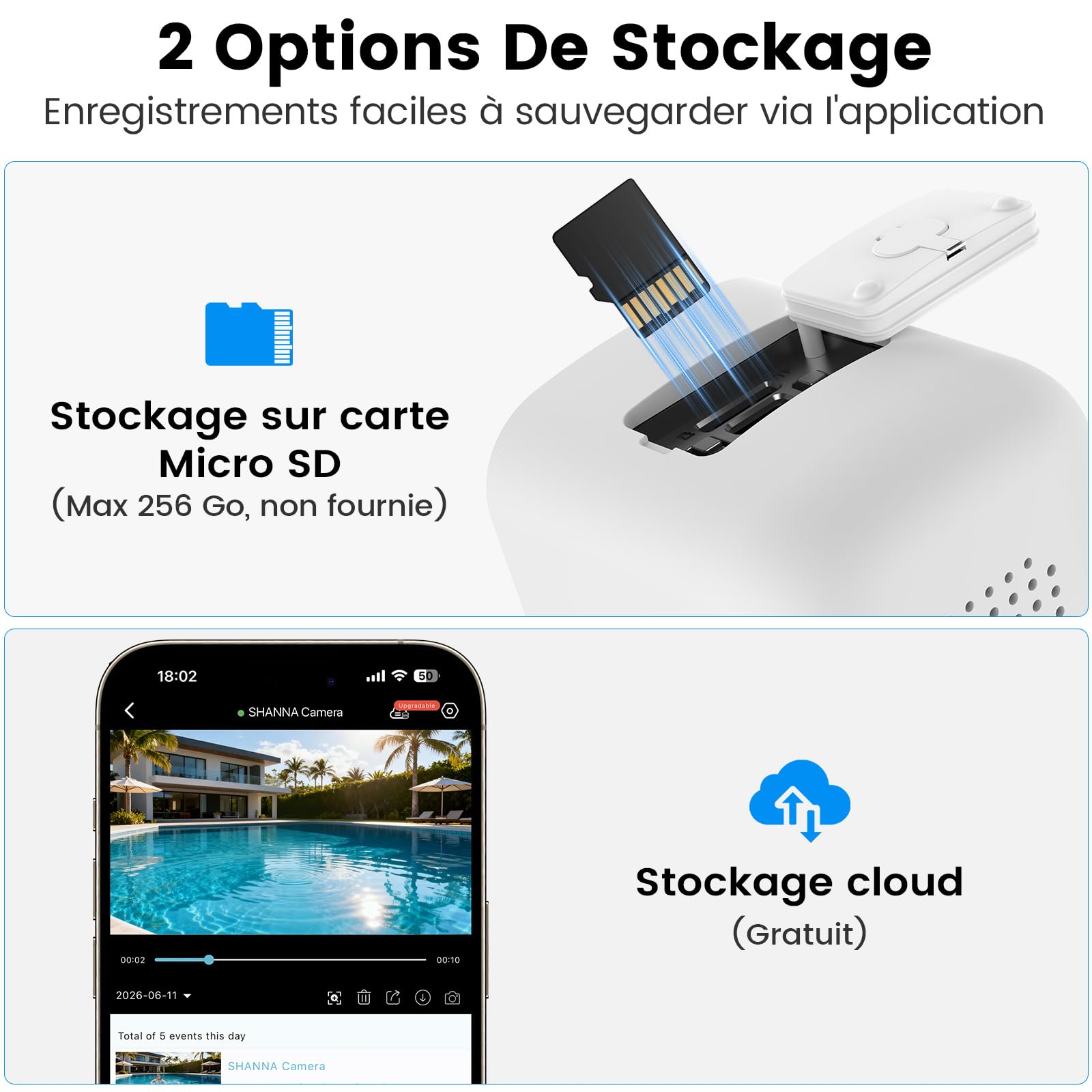 Caméra de Surveillance sans Fil Extérieur-Stockage Cloud Gratuit,Support Magnétique Caméra de Surveillance Extérieur 5GHz&2,4GHz WiFi,Détection Personnes/Mouvements,Vision nocturne couleur par IA,IP66