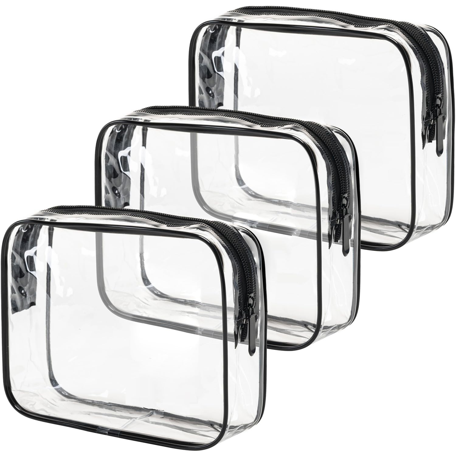 MODENGKONGJIAN TSA Approved Toiletry Bag, 3 Pcs Clear Toiletries Bags Quart Size Travel Makeup Cosmetic Bag for Women Men, Carry on Airport Airline