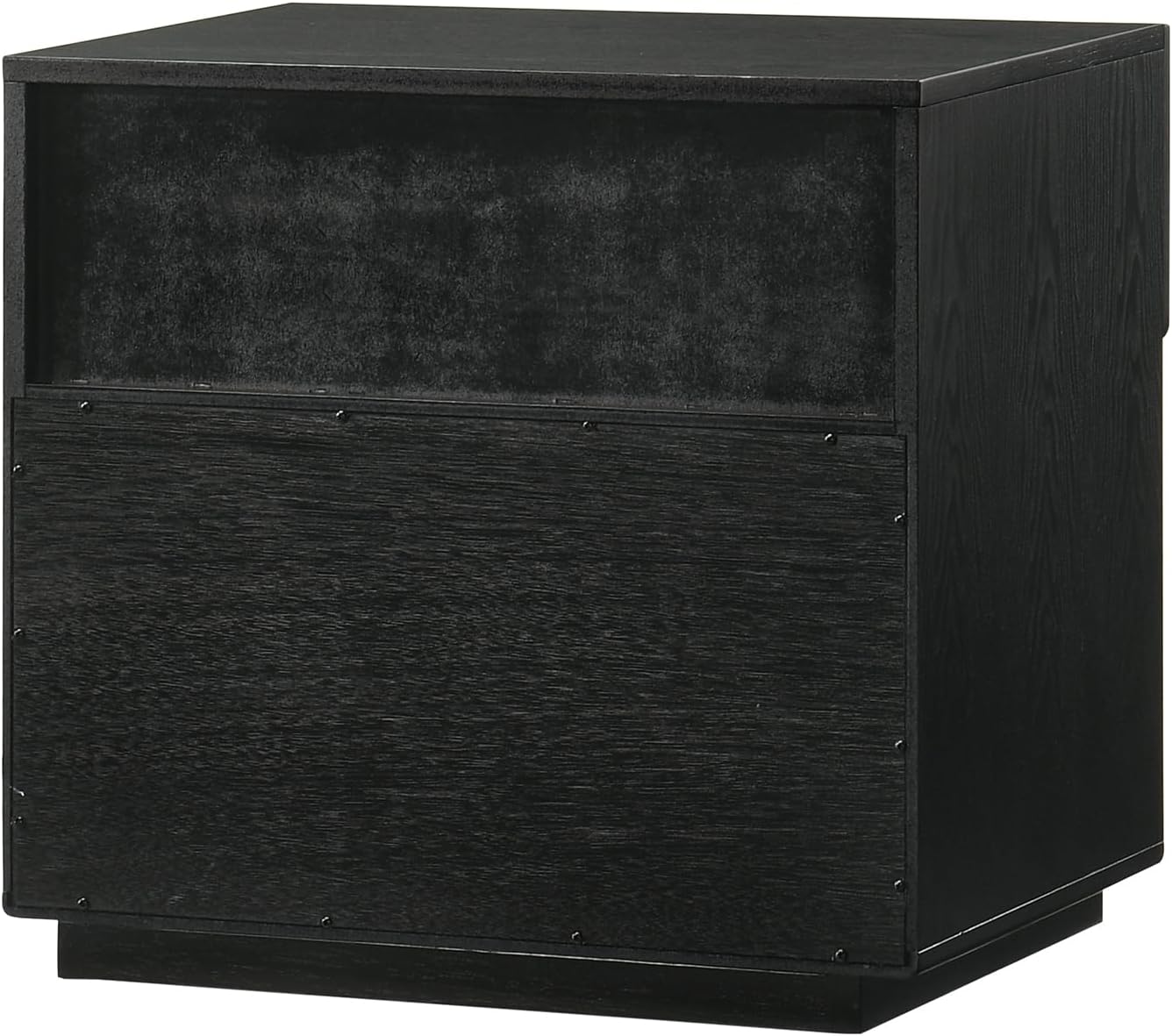 Armen Living Petra Modern 1 Drawer Wood Nightstand with Shelf, Black
