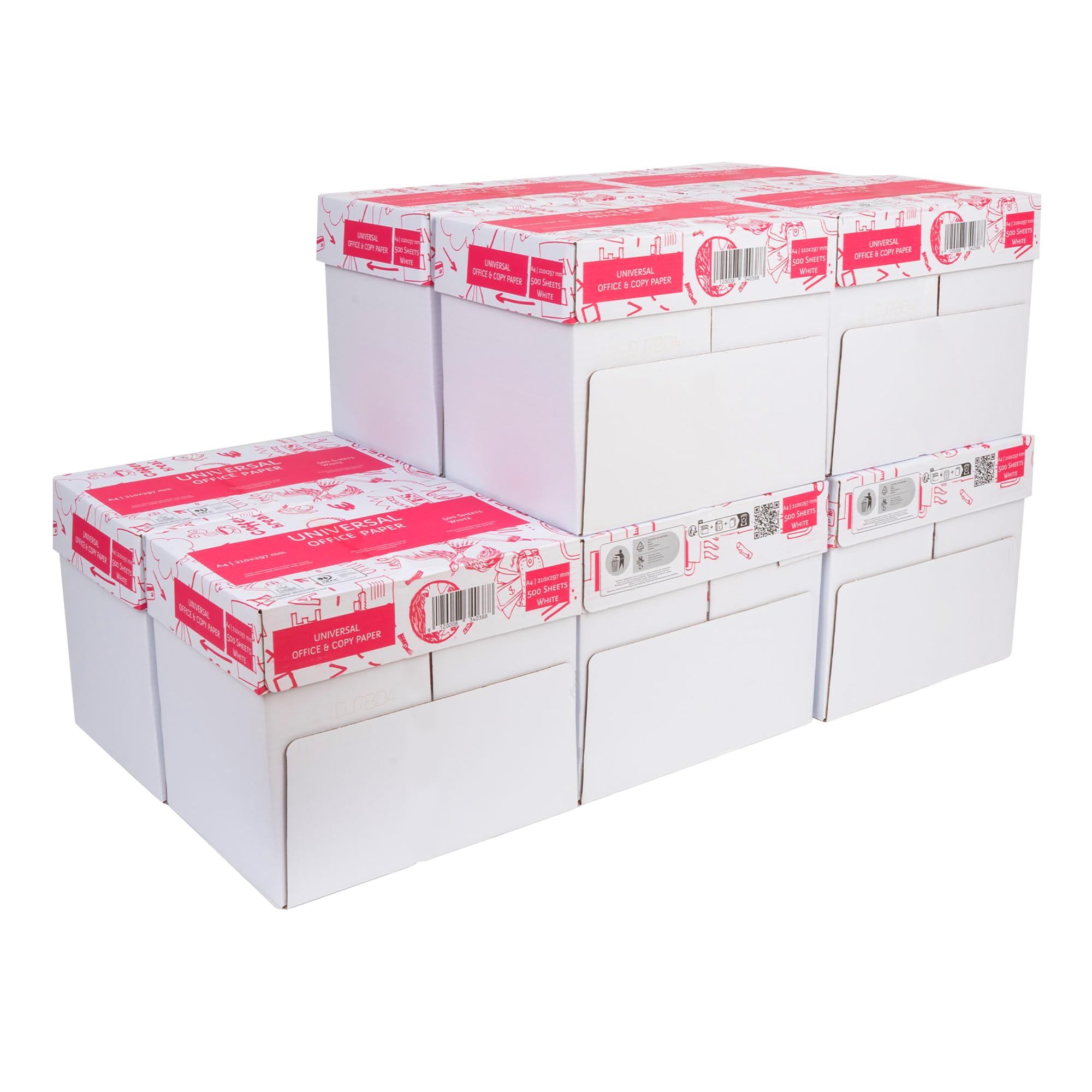 Druckerpapier A4 Kopierpapier - 10 x 5 x 500 Blatt - DIN A4-25.000 Blatt | Druckerpapier und Kopierpapier DIN A4, 25.000 Blatt, 10 Kartons, weiß, Büro und Home Office, Universalpapier
