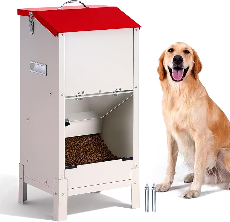 Comedouro Automático por Gravidade para Cães Grandes KHEARPSL em Aço Galvanizado, 25 lb (11,34 kg)