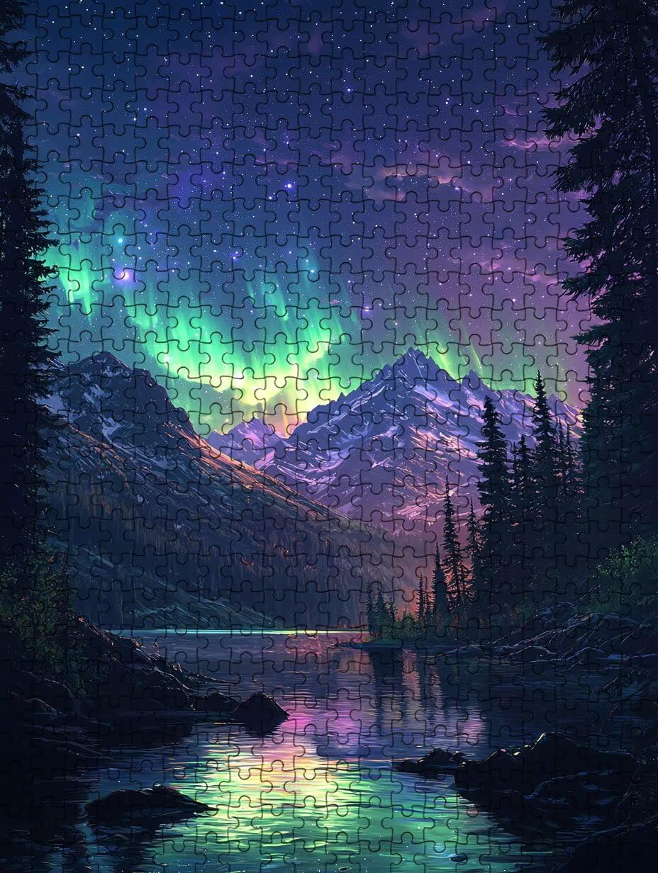 Puzzle 3000 elementów, puzzle dla dorosłych Aurora Nocne niebo artystyczne puzzle, gra puzzli, drewniane układanki, niemożliwe klasyczne układanki, do gry edukacyjnej wyzwanie zabawki, układanki