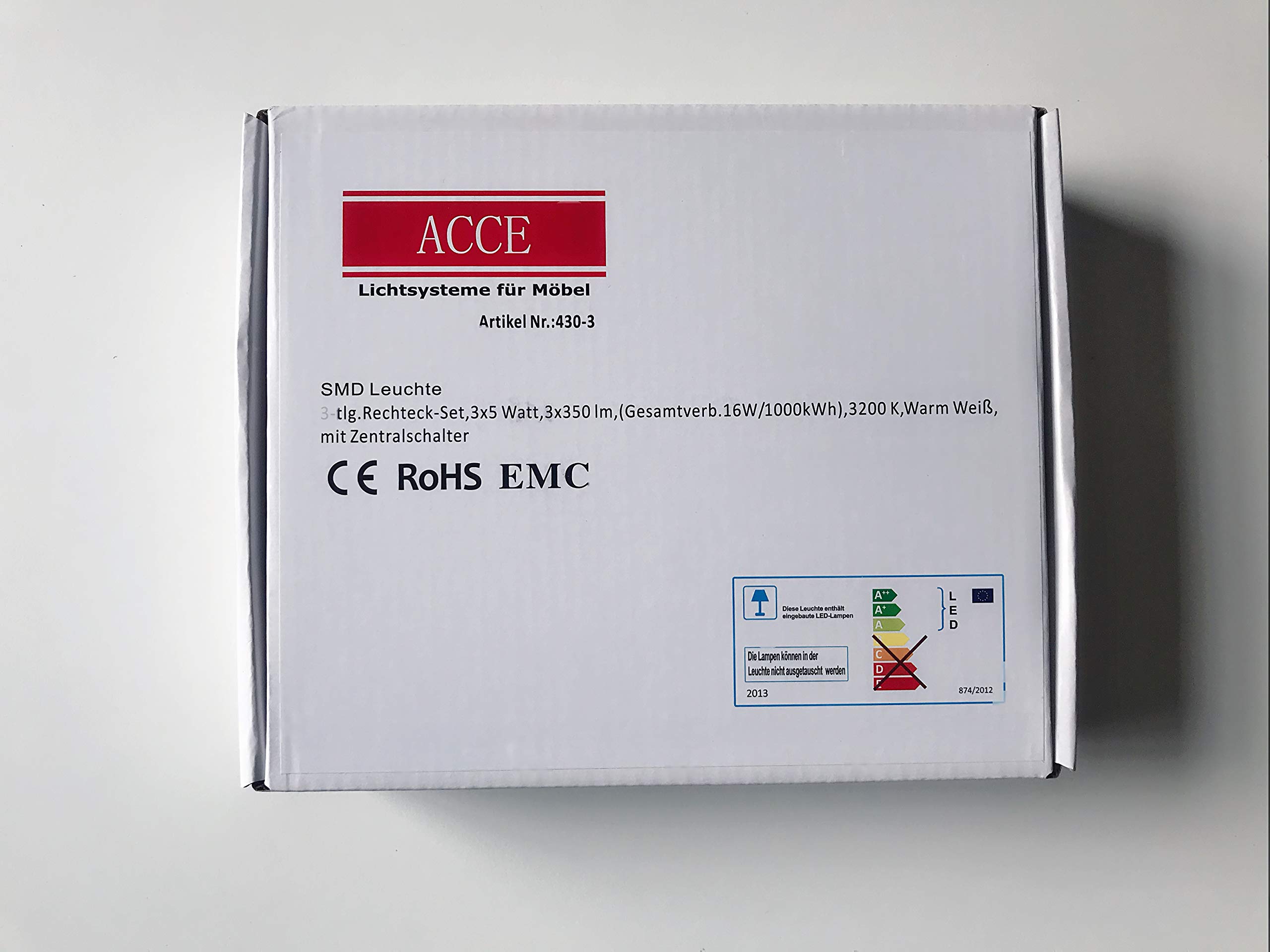 ACCE Super dünn und Aluminiumkörper LED Unterbauleuchte Küchen Möbel Leuchte Warmweiß inkl Konverter ein Strahler mit Schalter(3ER)