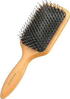Boar Bristle Wooden Hair Brush - Premium Grade A Beechwood Paddle Handle, Redistributes Scalp Oils for Healing Dry Hair, Enhances Shine & Smoothness, for All Hair Types, for Men, Women, Kids, Elderly。