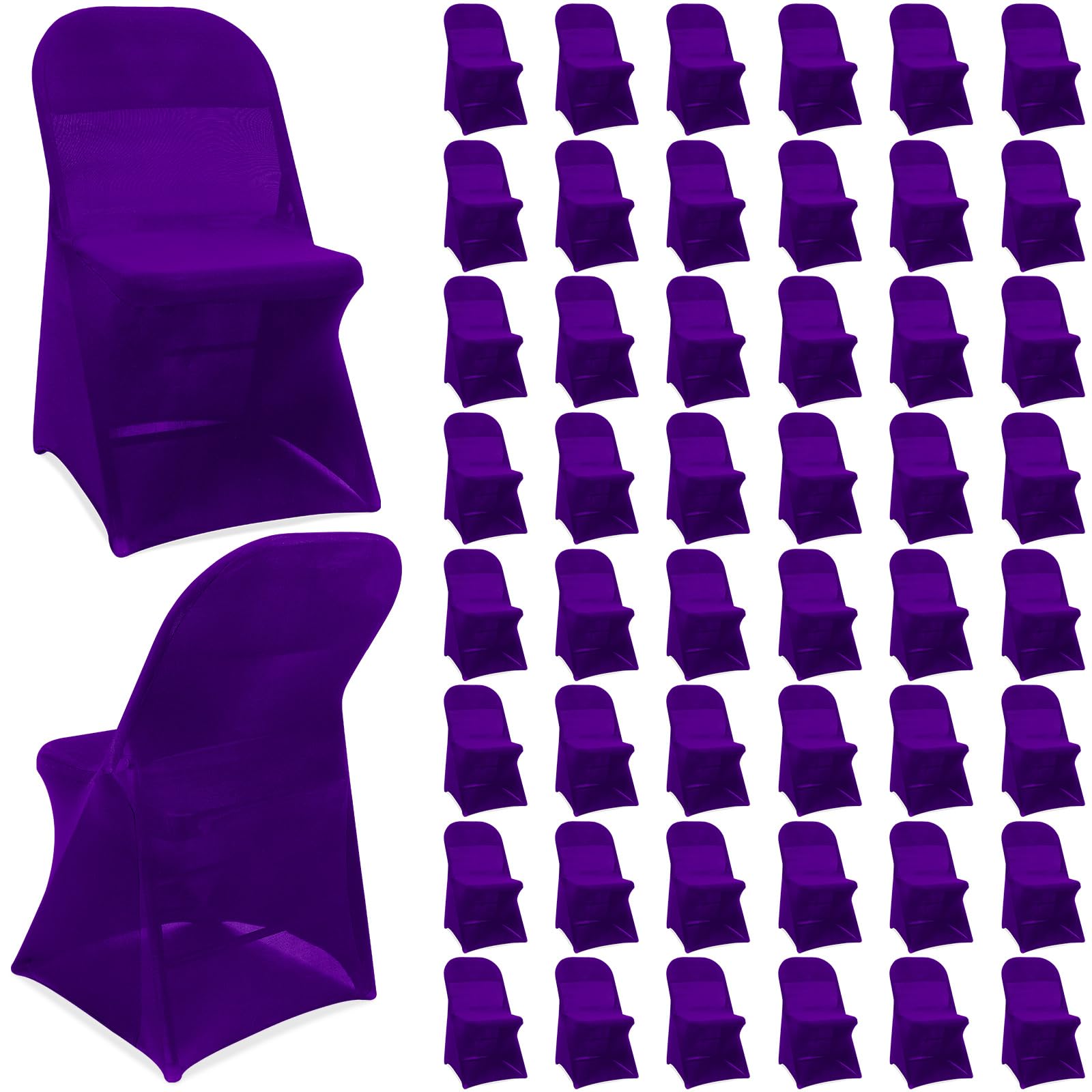 Newwiee 50 Pcs Spandex Chair Covers Bulk for Wedding Banquet, Purple