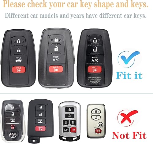 Miniatura 2 de Funda para llavero Toyota con llavero de cuero, TPU suave 34 botones Key Shell, compatible con RAV4 CHR Camry Corolla Highlander Sienna Avalon Prius