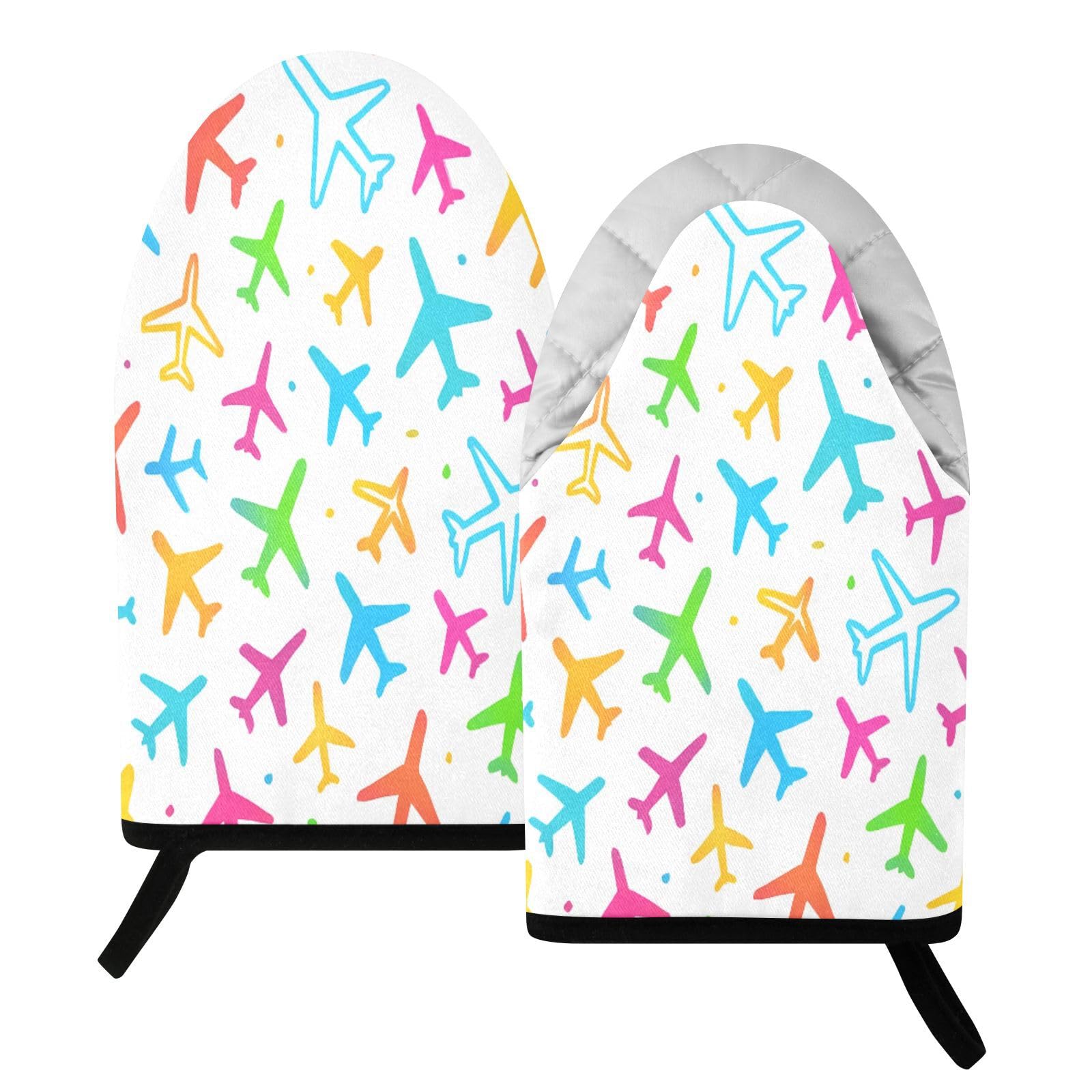 BURSTDDY Cartoon Airplane Oven Mitt,Heat Resistant Kitchen Mitts for Cooking