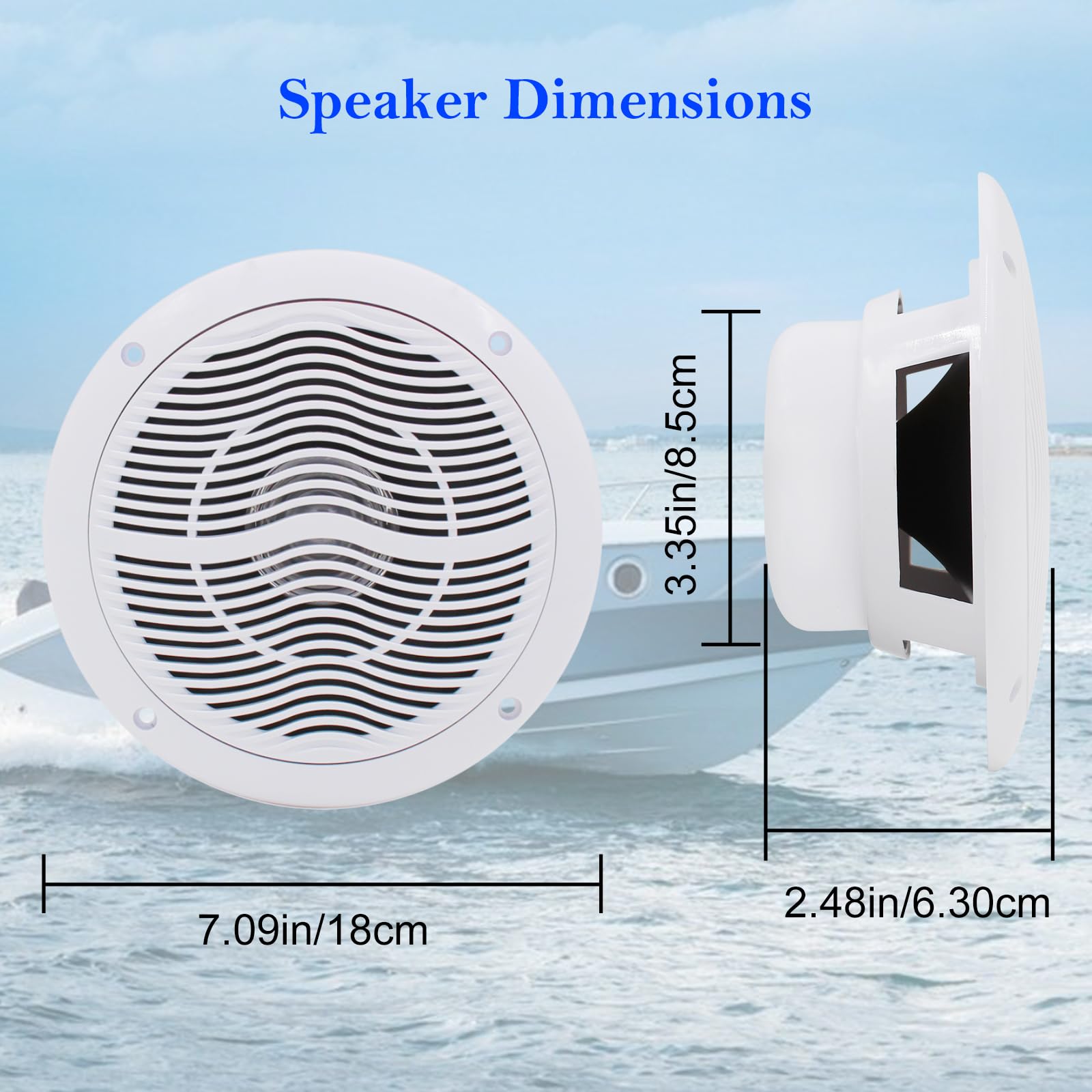 STUDIOFINIX Altavoces Bluetooth Marinos de 6,5 Pulgadas y 240 vatios, baño del Barco (2 Pares)