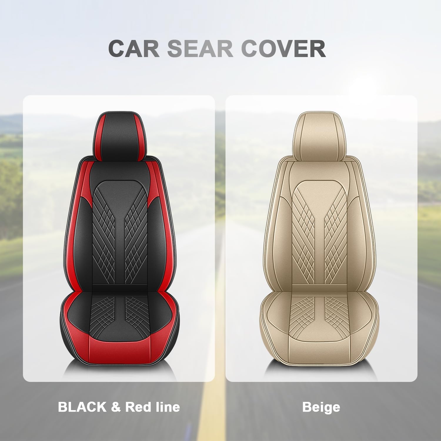 Front Seat Covers Fit for Ford Maverick 2022-2026 Waterproof Faux Leather Car Seat Cover Compatible with Airbag (Black & Red)