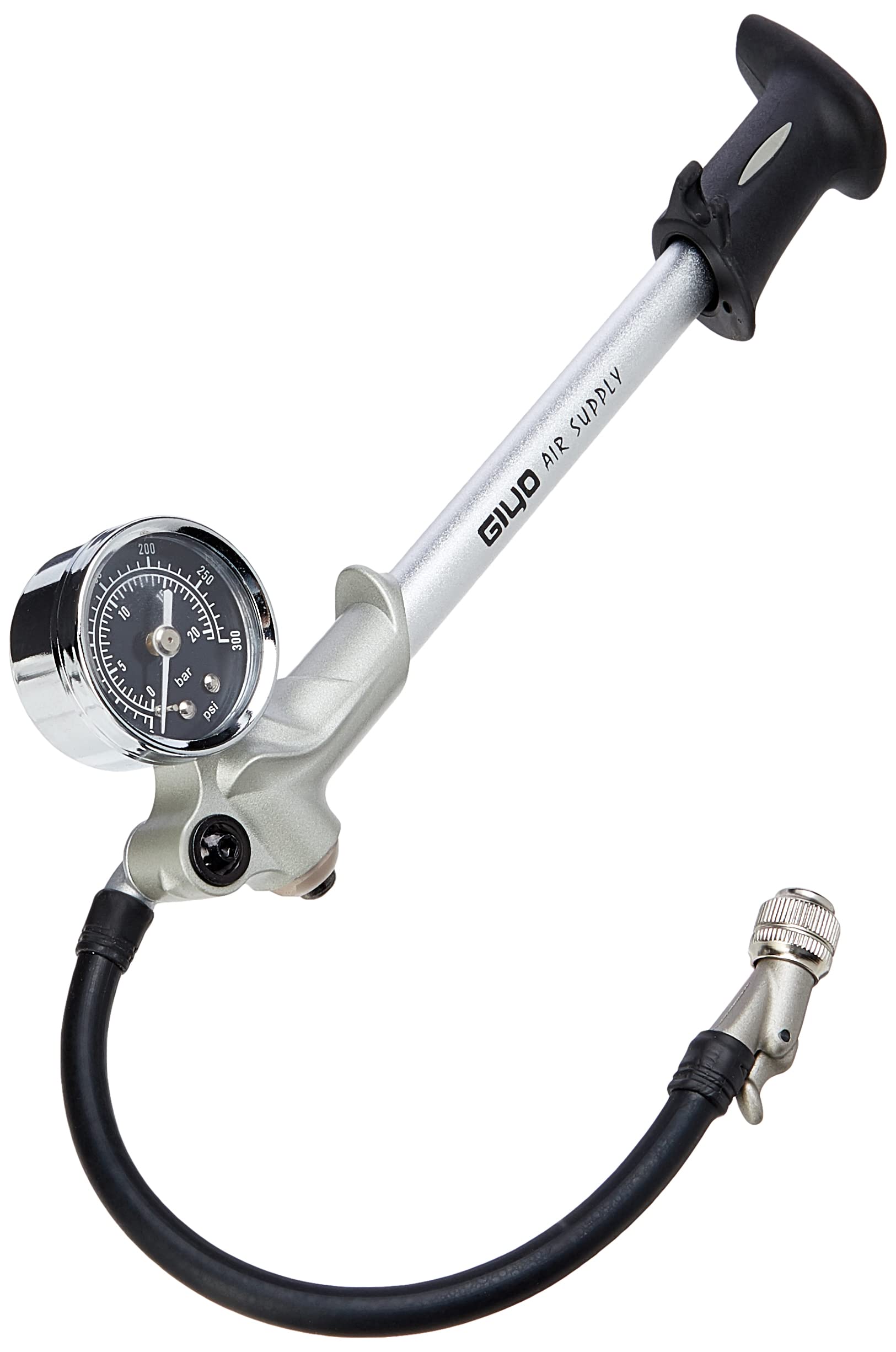 GIYO Pompe d'amortisseur haute pression, fourche de suspension max. 300 PSI et suspension arrière, verrouillage à levier sur buse sans perte d'air