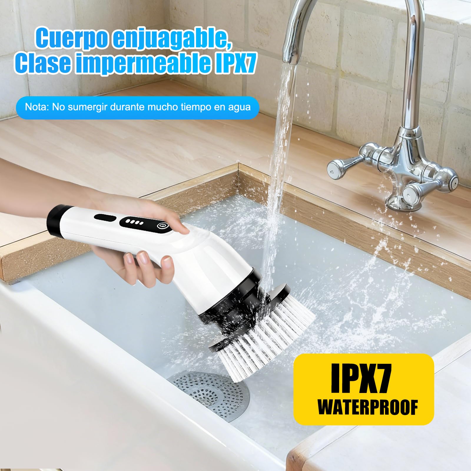 PATEMZON Cepillo Electrico Limpieza Hogar, Cepillo Limpieza Electrico-IPX7 con 9 Cabezales Reemplazables, Dos Velocidades Regulables y Mango Telescópico, para Baño, Cocina, Coche, Azulejos
