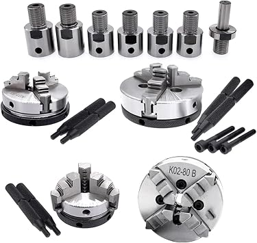 K01-50 Lathe Chuck 3 Jaws 4 Jaws M14 x 1 Connection Rod K01-63 80 K02-50 63 80B Self Centering Mini DIY Metal Woodworking Lathe Tool Color M14-15mm