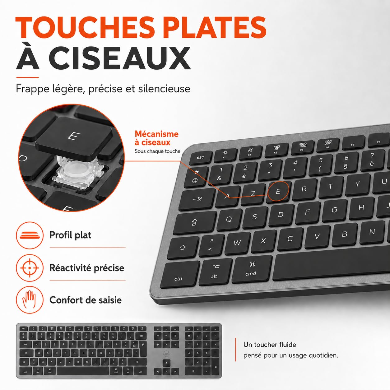 Mobility Lab Clavier français AZERTY filaire pour Mac – gris sidéral et noir
