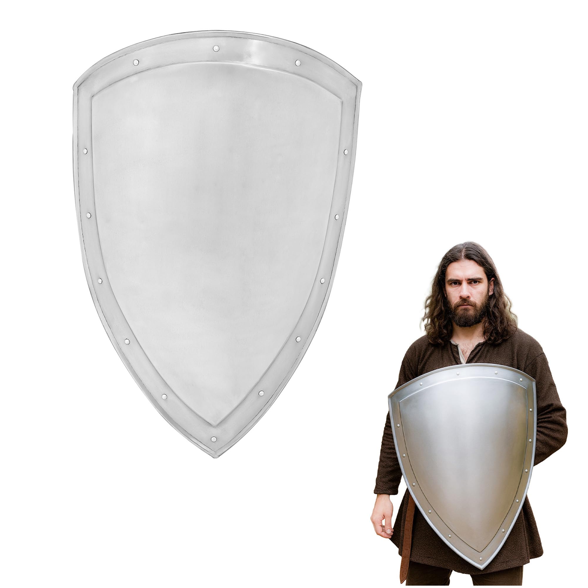 Lord of Battles Scudo templare medievale forgiato a mano - Personalizzabile, funzionale, rievocazioni storiche e accessorio per armatura LARP
